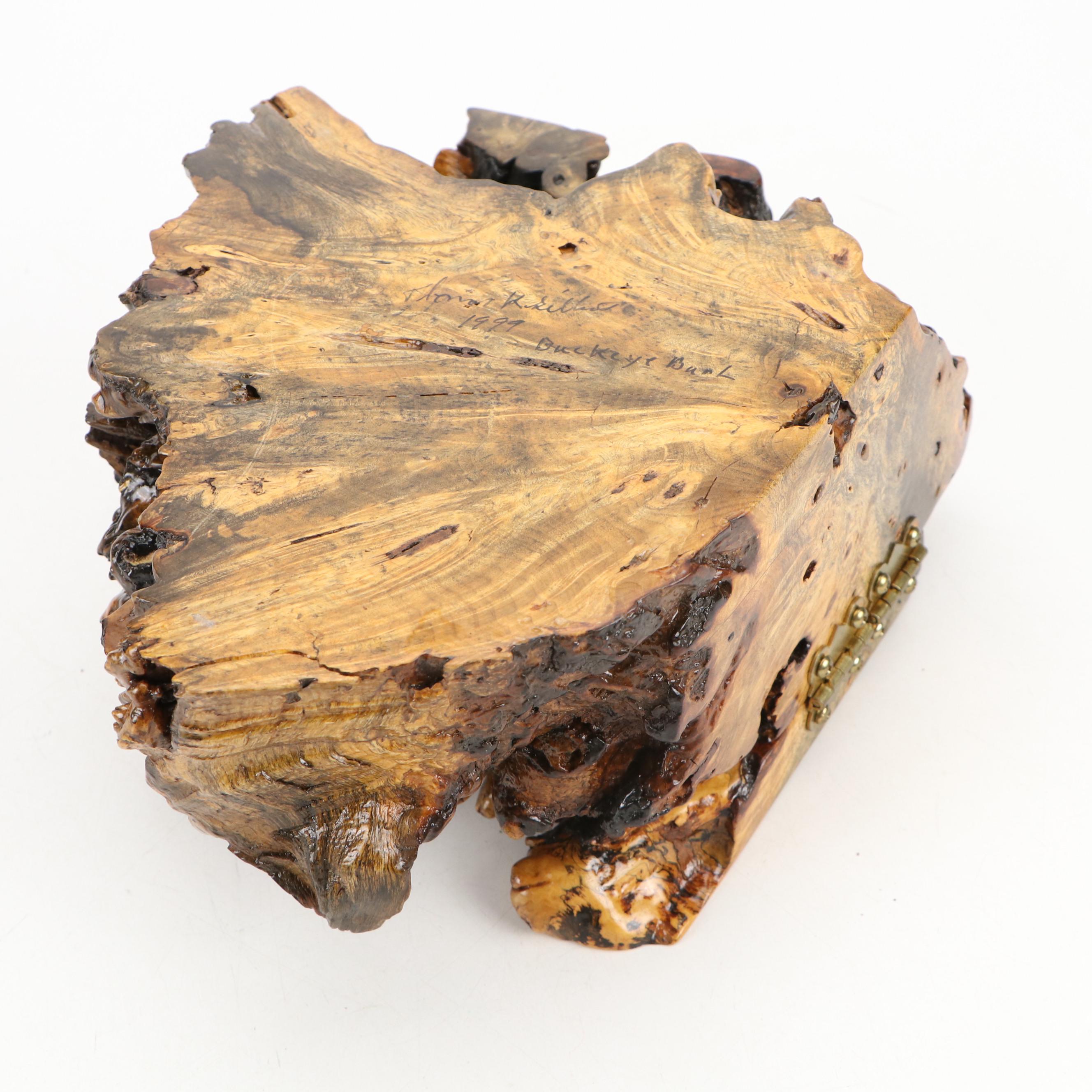 Thomas K. Dillard Live Edge Buckeye Burl Wood Jewelry Box, 1999