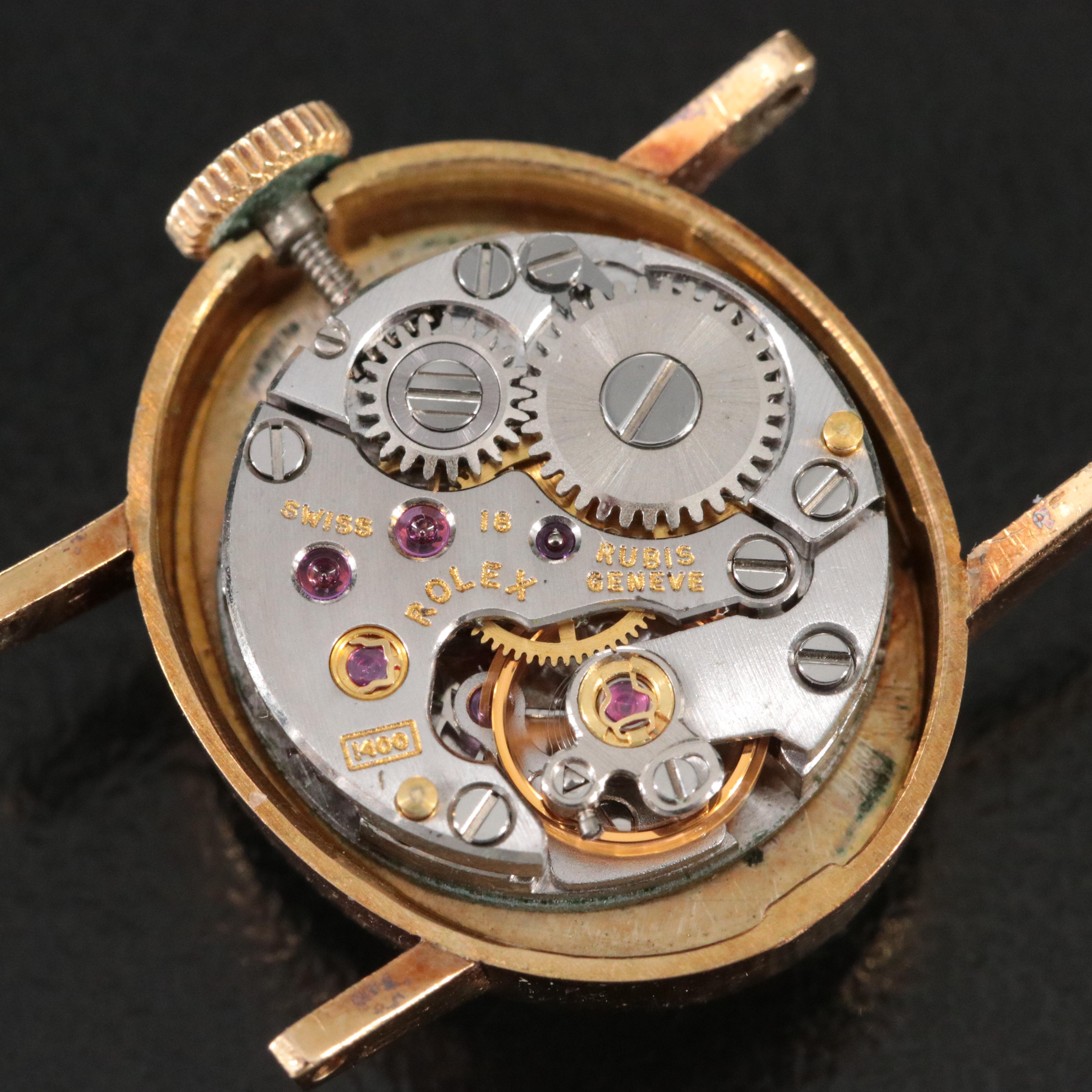 1969 18K Rolex Precision Custom 14K Band Wristwatch