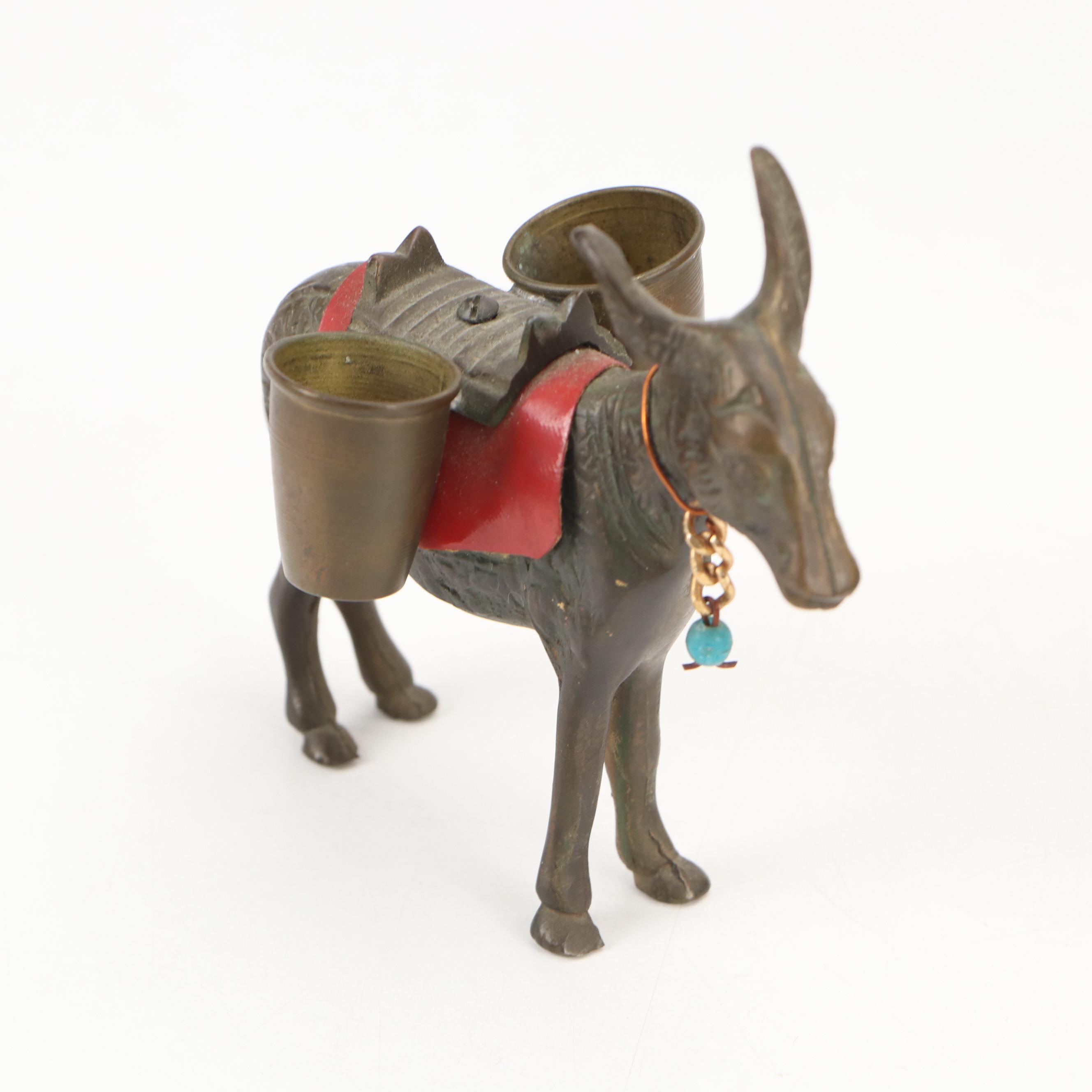 Wool Llama with Metal Mule and Chinana Jemez Pueblo Seed Pot