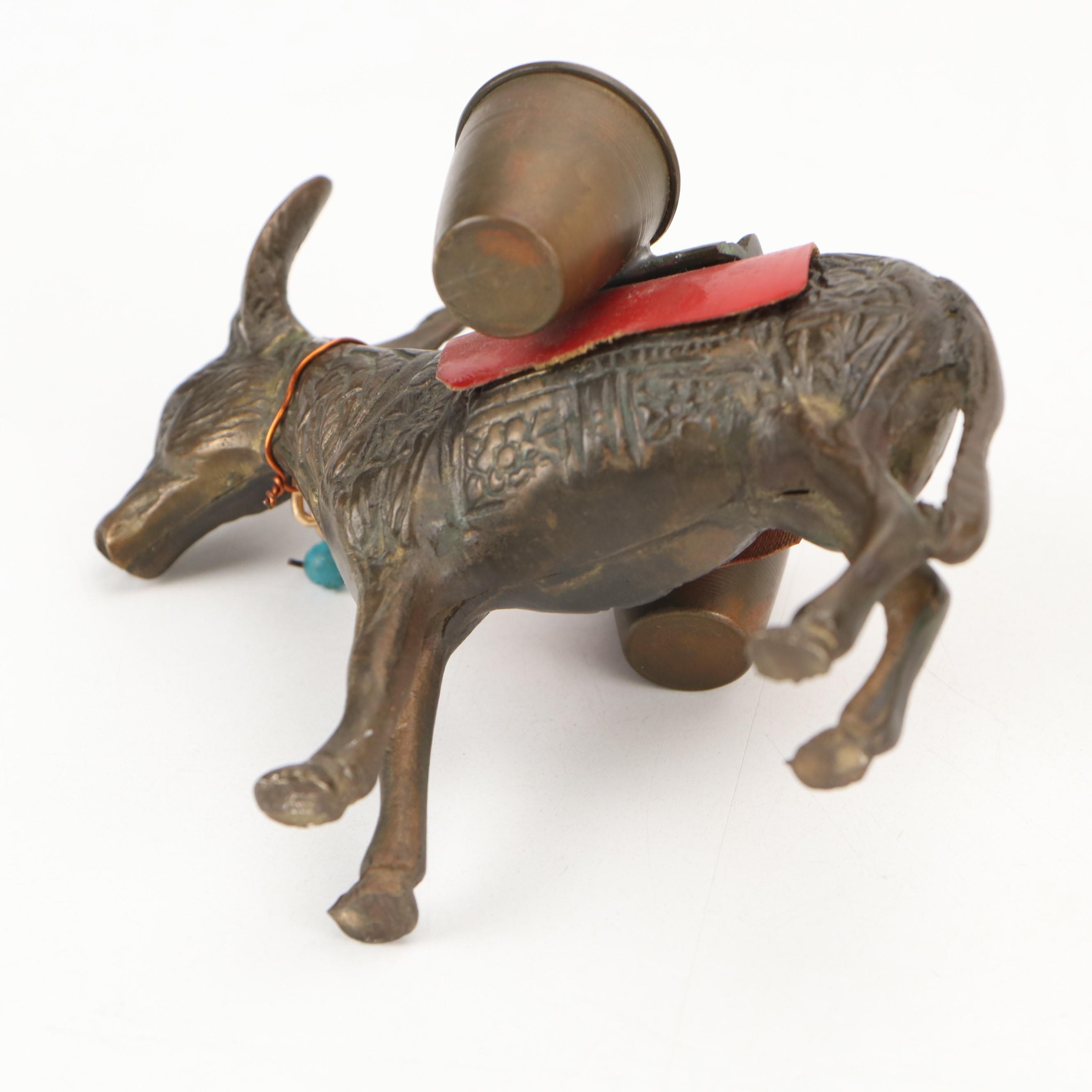 Wool Llama with Metal Mule and Chinana Jemez Pueblo Seed Pot