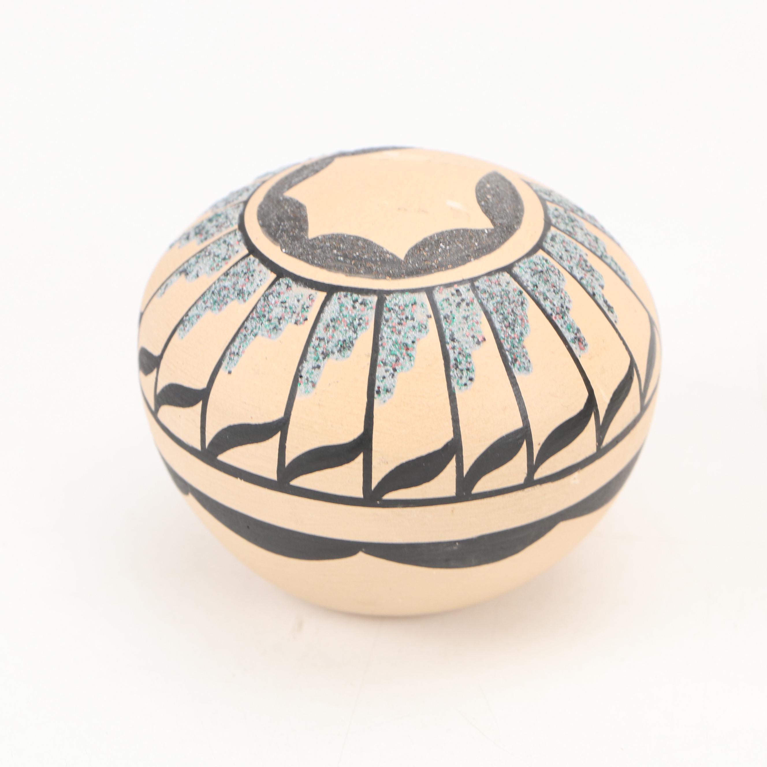 Wool Llama with Metal Mule and Chinana Jemez Pueblo Seed Pot