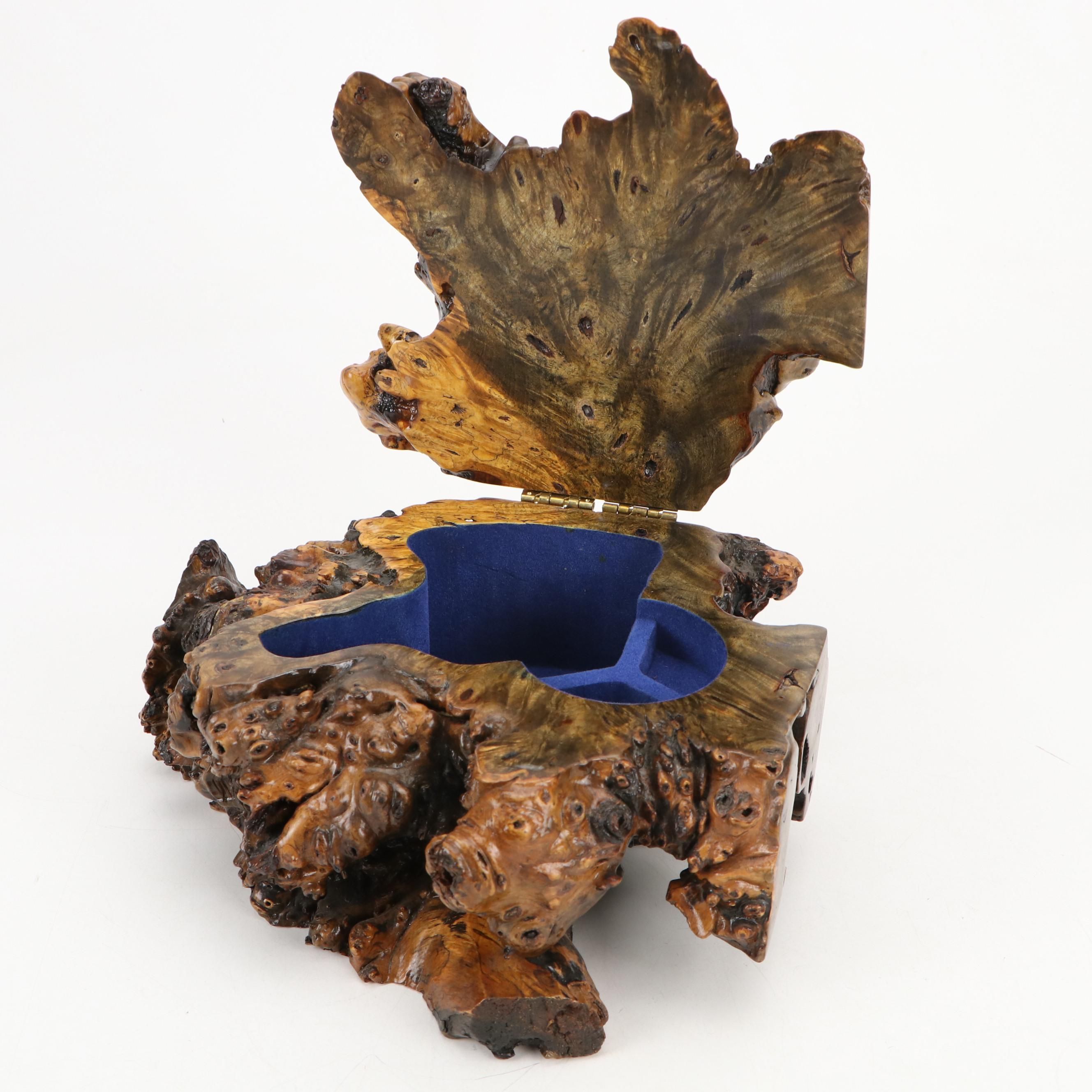Thomas K. Dillard Live Edge Buckeye Burl Wood Jewelry Box, 1999