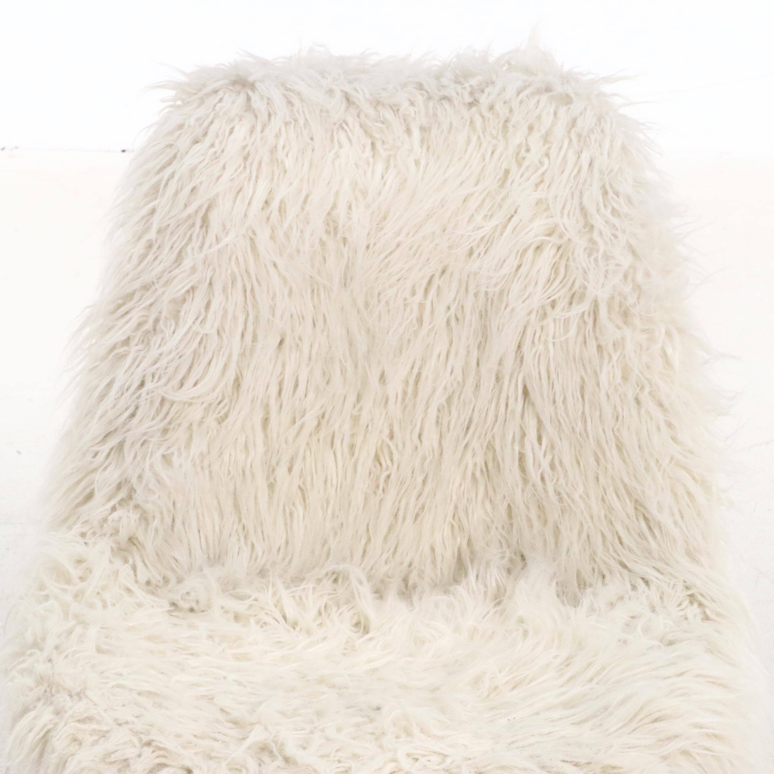 Linon Home Decor Products Modernist Style Gilt Metal and Faux-Fur Side Chair