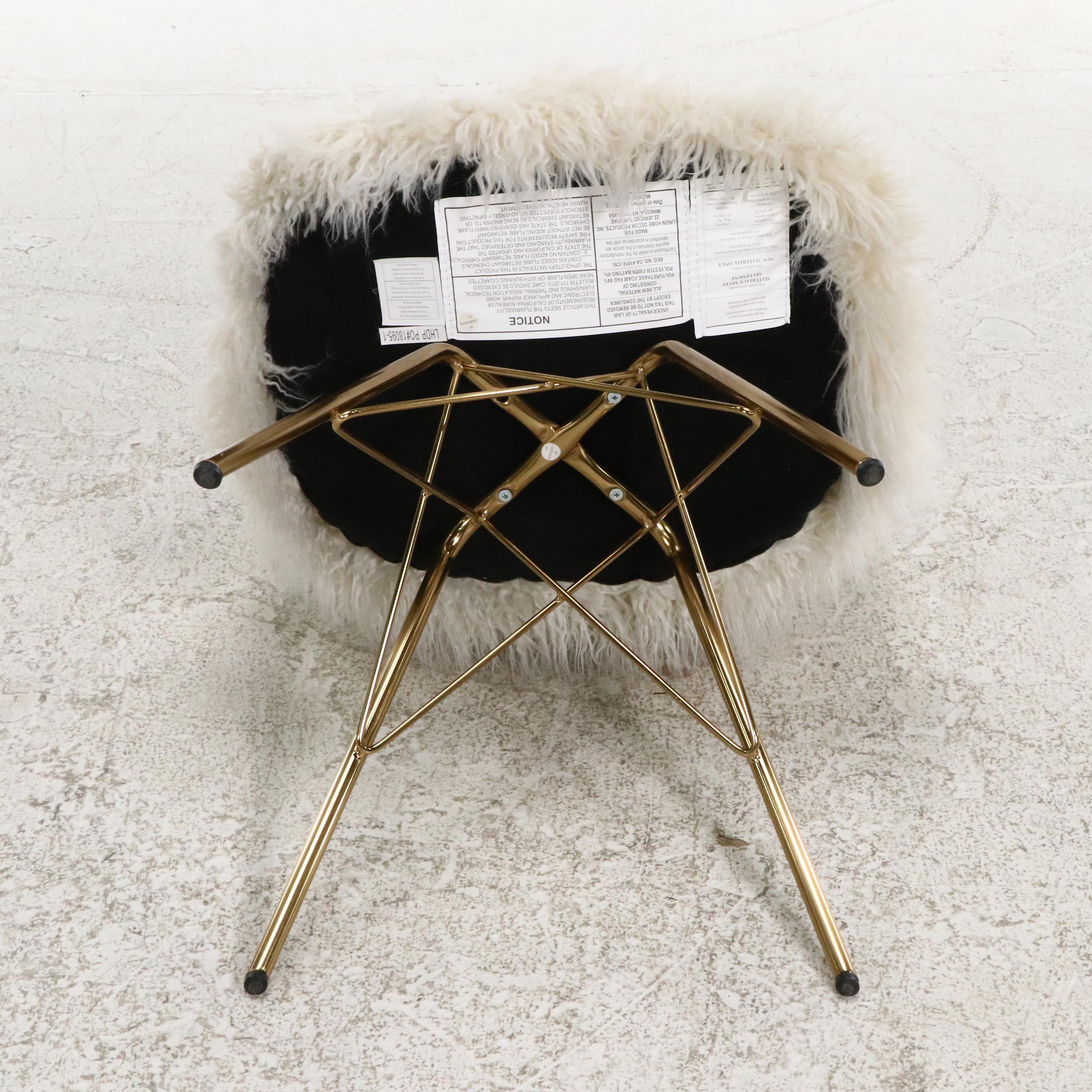 Linon Home Decor Products Modernist Style Gilt Metal and Faux-Fur Side Chair