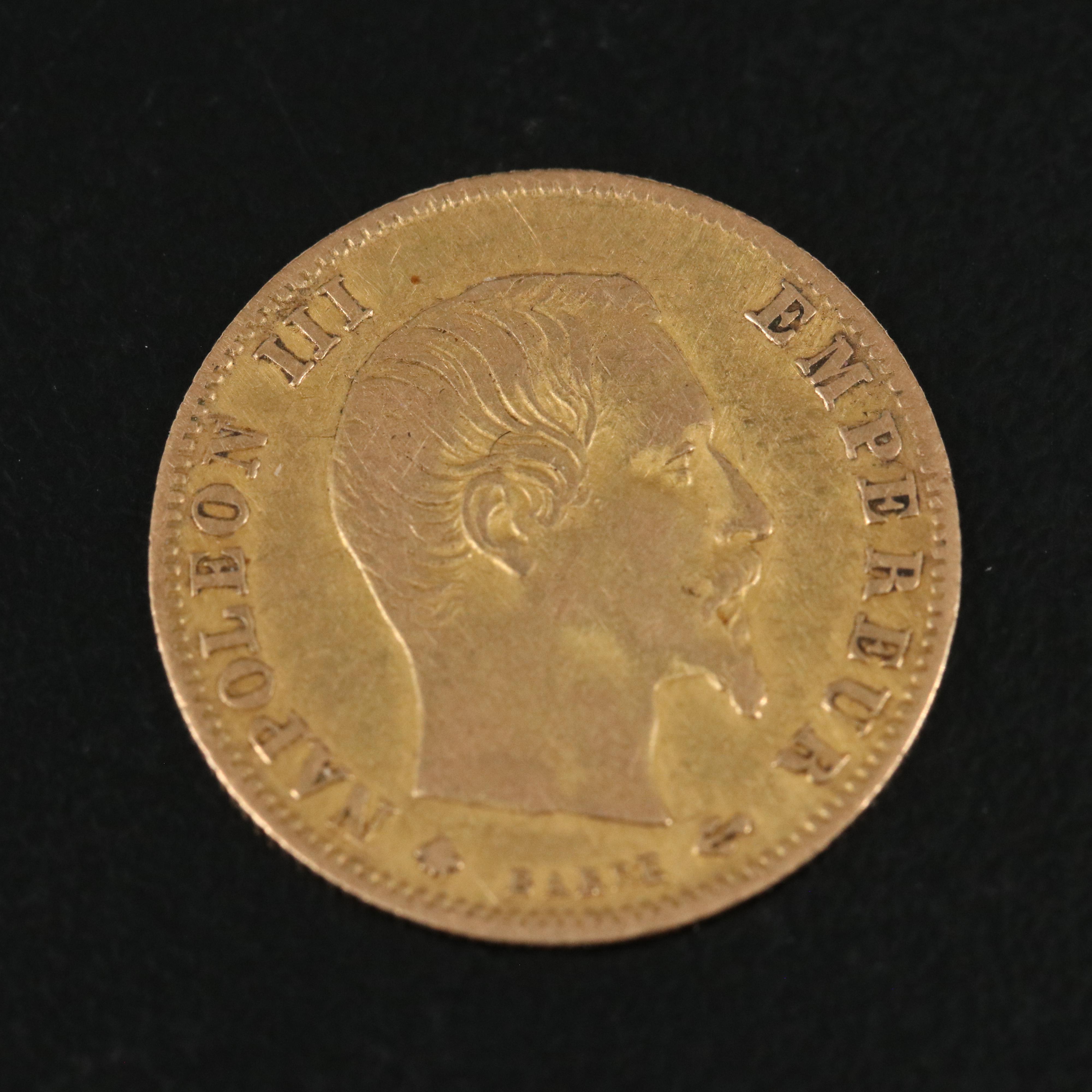 1859-BB France Five Francs Gold Coin