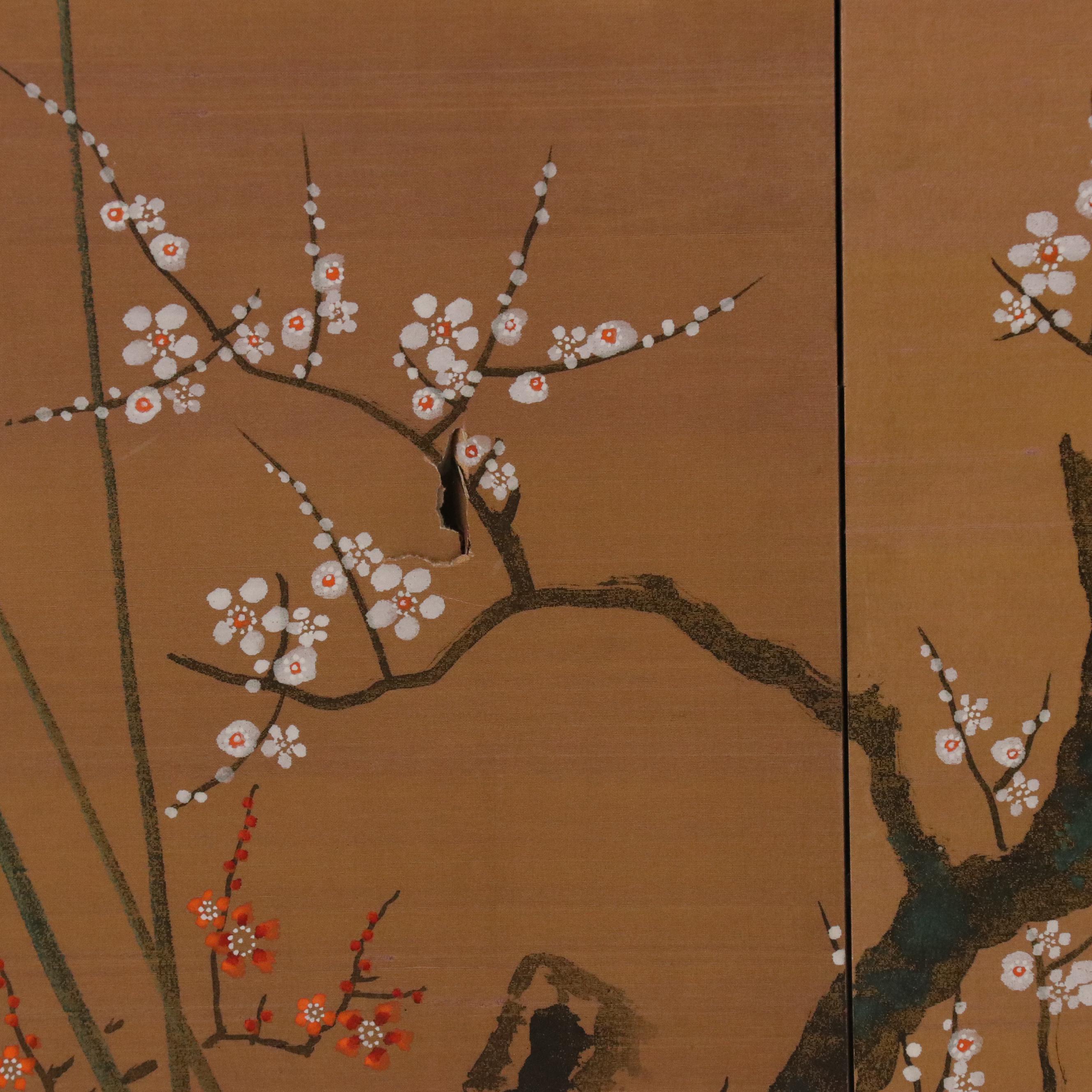 Japanese Wall Hanging Folding Screen of Cherry Blossom Tree