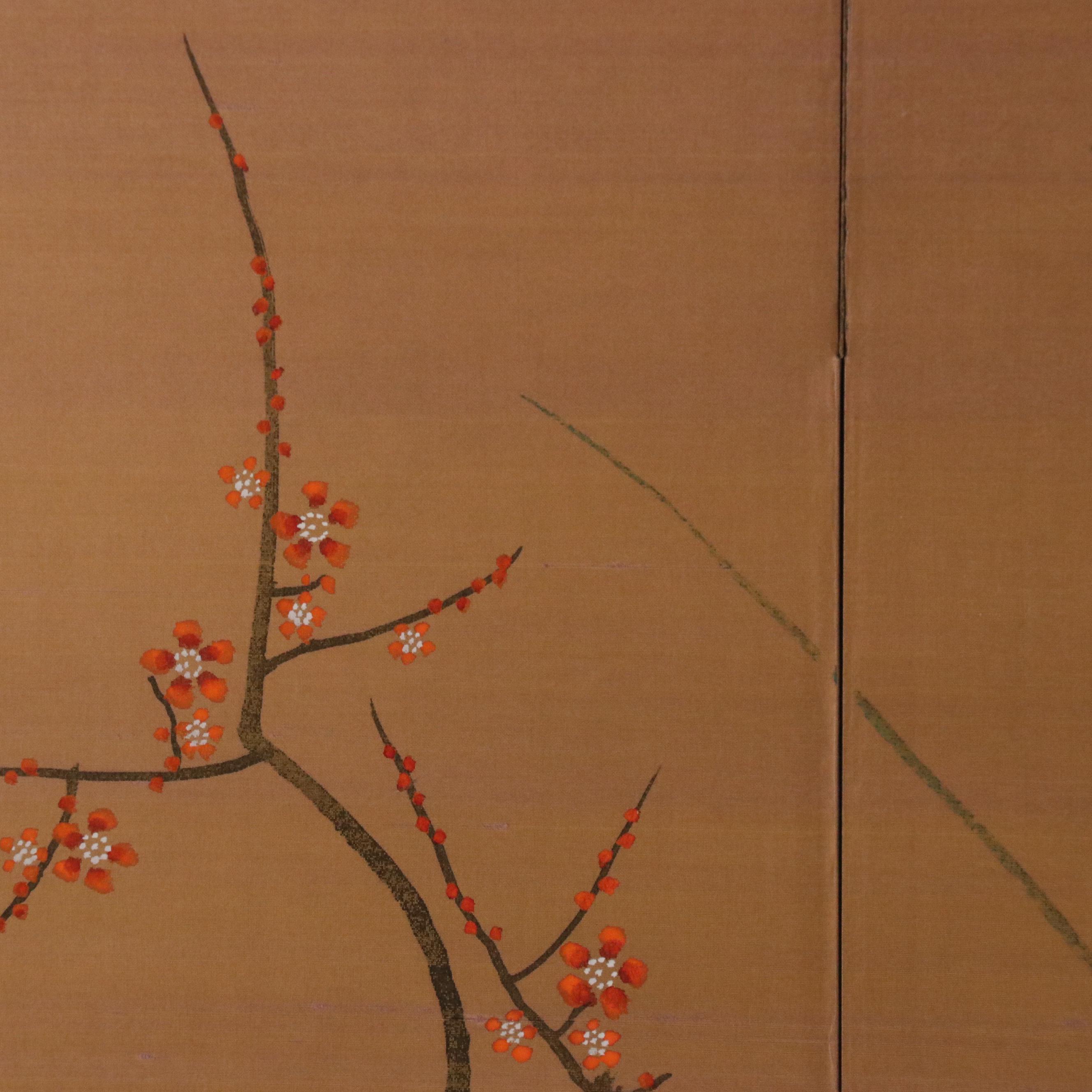 Japanese Wall Hanging Folding Screen of Cherry Blossom Tree