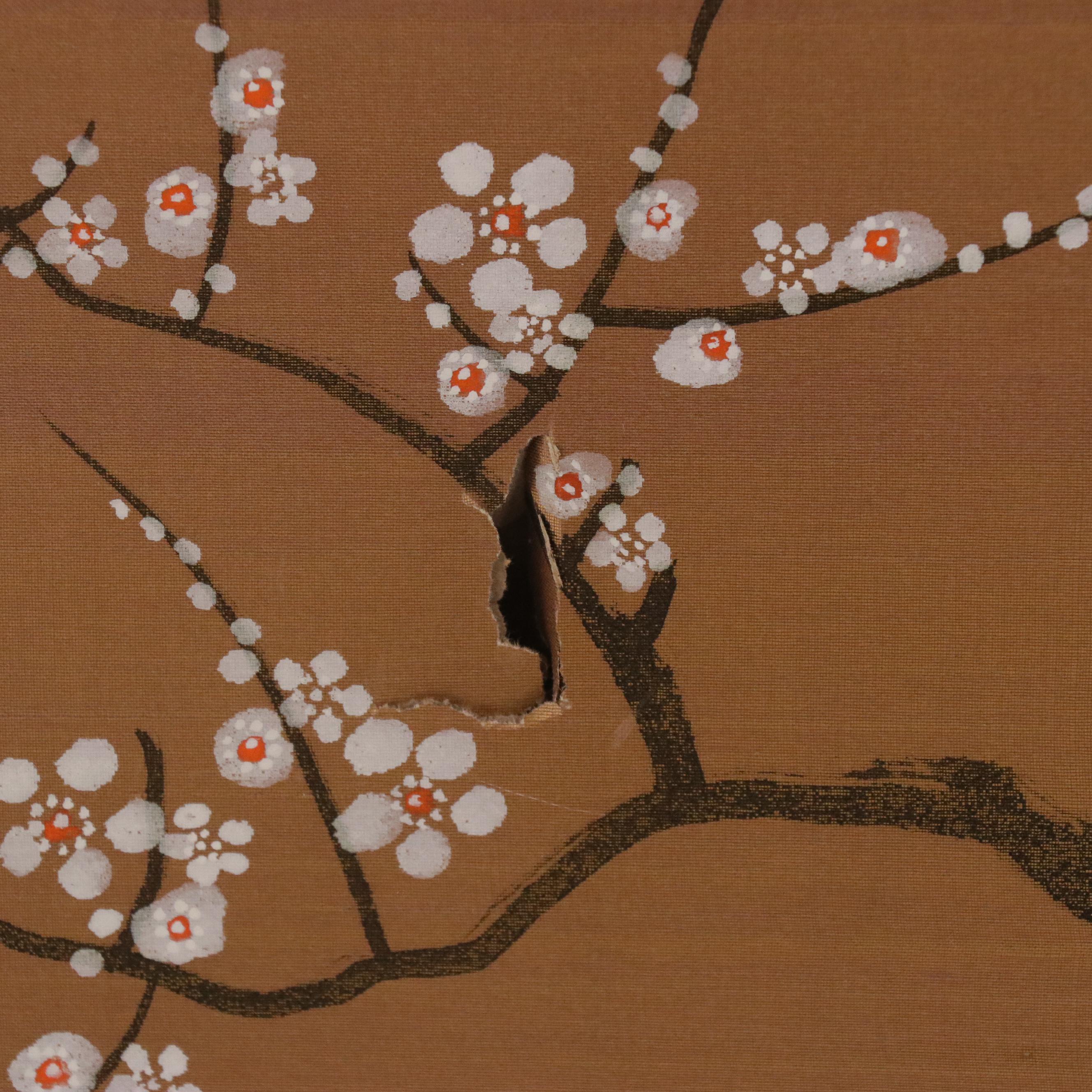 Japanese Wall Hanging Folding Screen of Cherry Blossom Tree