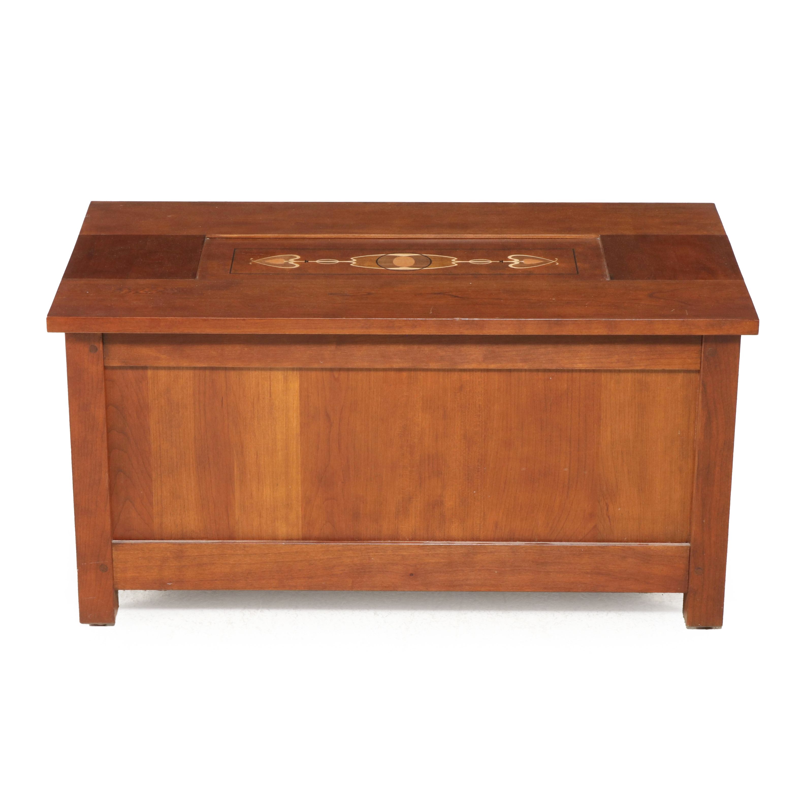 Stickley Arts & Crafts Style Cherrywood, Marquetry, and Cedar Blanket Chest