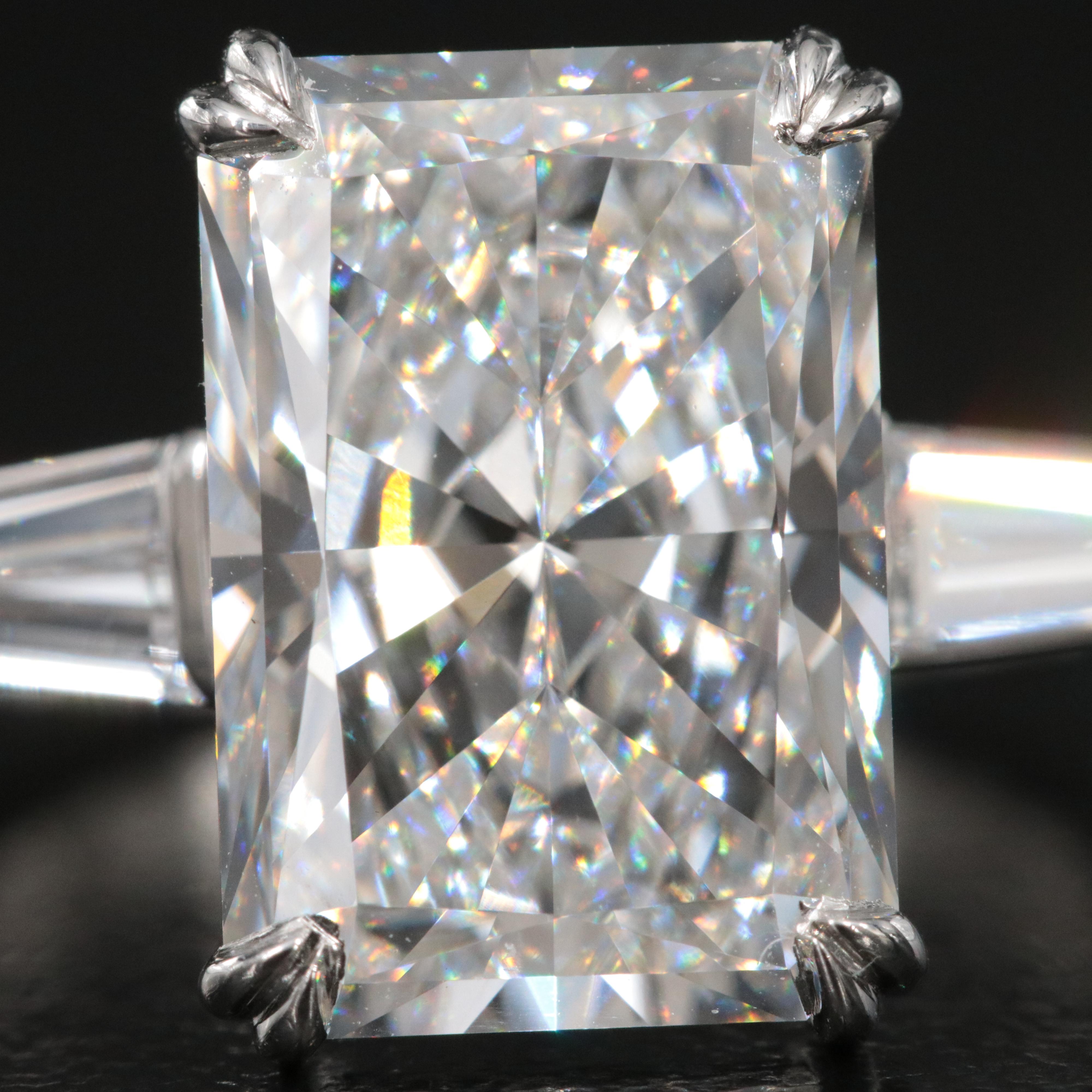 Platinum 6.90 CTW Lab Grown Diamond Ring with IGI Report