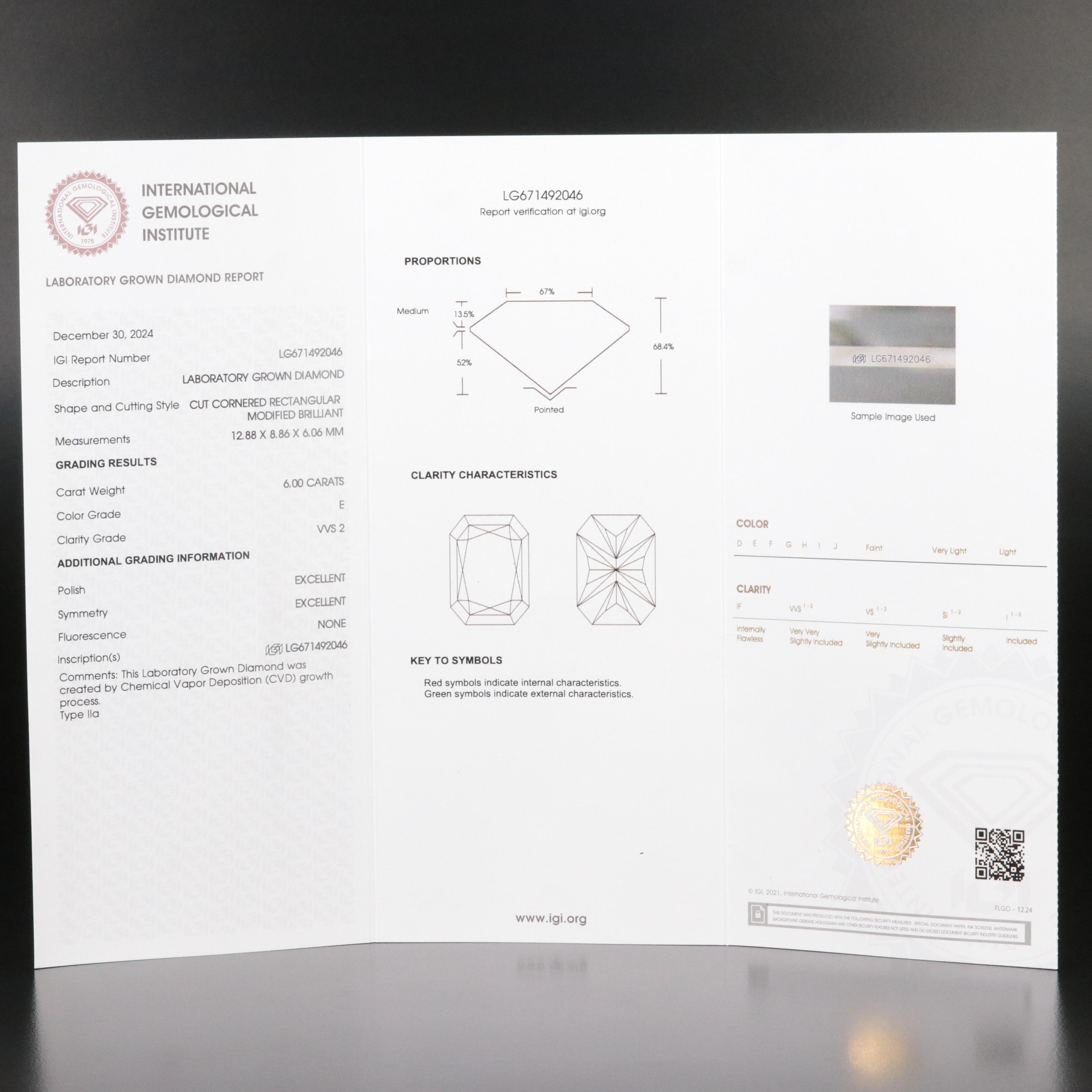 Platinum 6.90 CTW Lab Grown Diamond Ring with IGI Report
