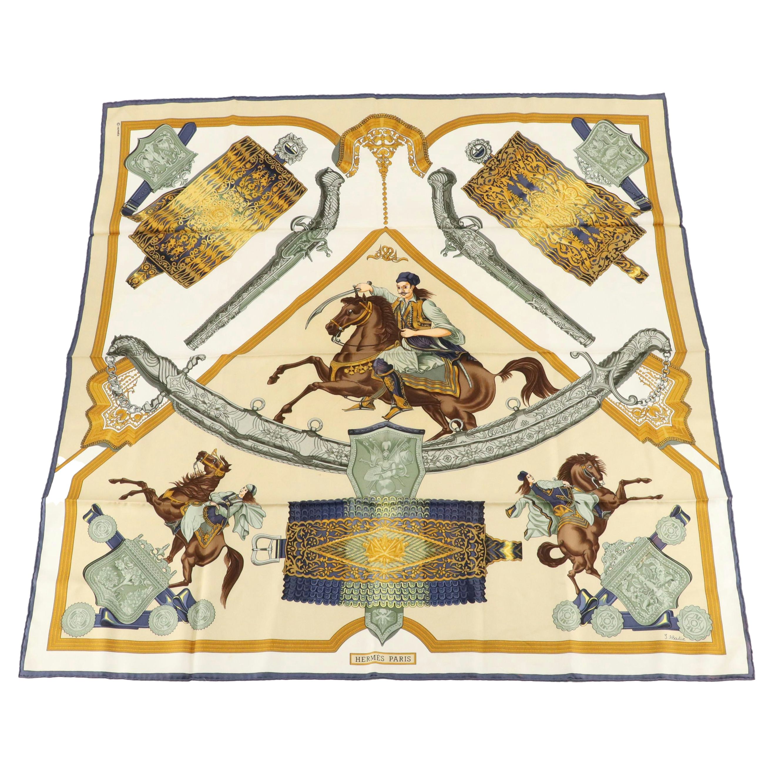 Hermès "1821 - Hommage a l'Amitie Franco-Ellenique" Silk Twill Scarf 90