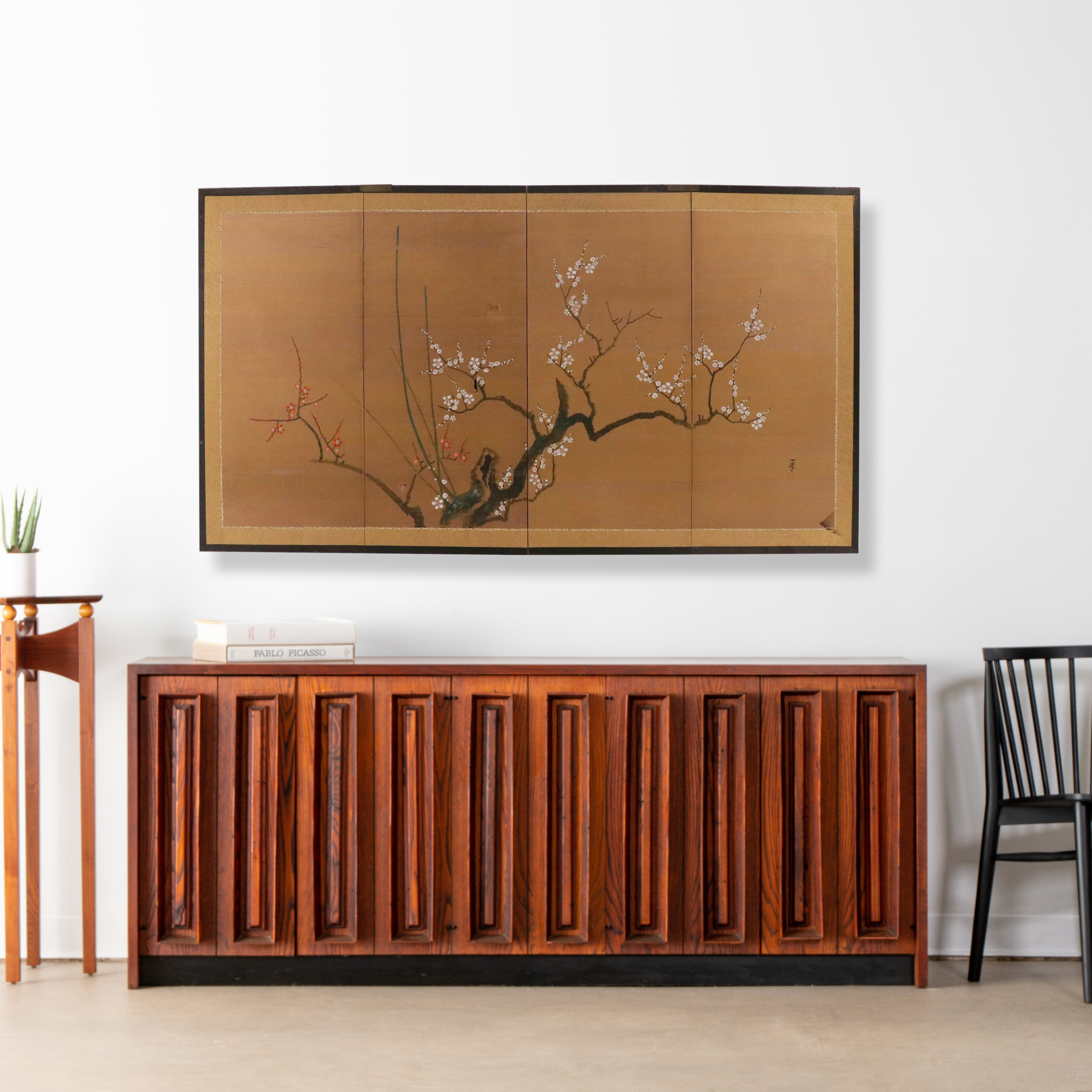 Japanese Wall Hanging Folding Screen of Cherry Blossom Tree