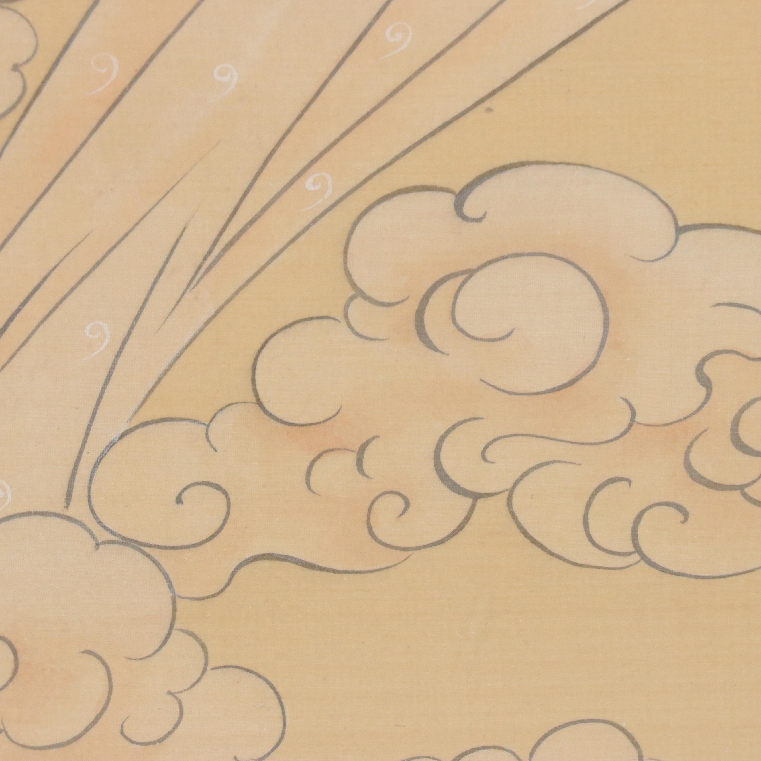 Chinese Gouache Painting on Silk Depicting Celestial Woman