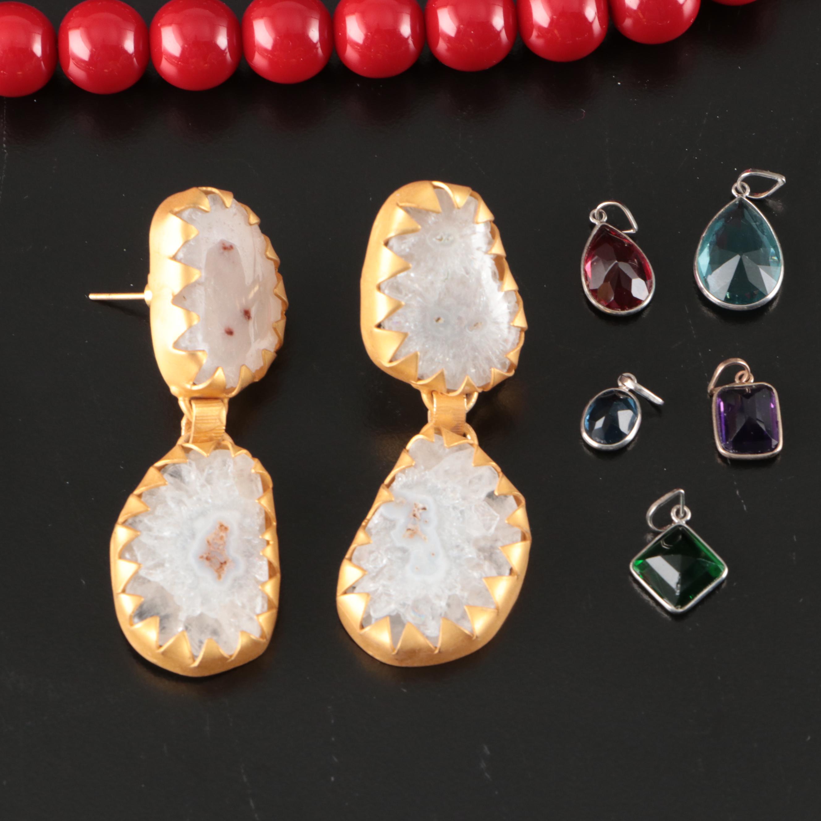 23 Silver Plated Bracelets, Rings, Earrings, and Pendants With Glass Stones