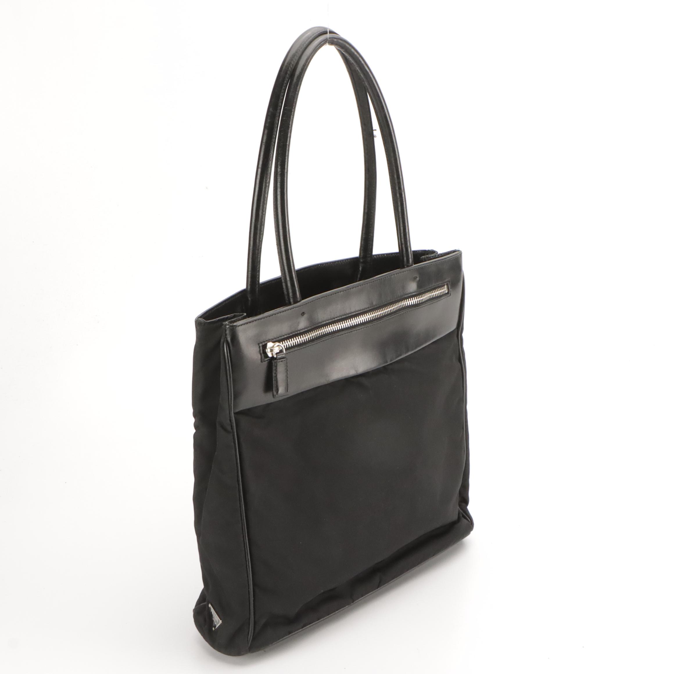 Prada Shoulder Tote in Nylon with Leather Trim