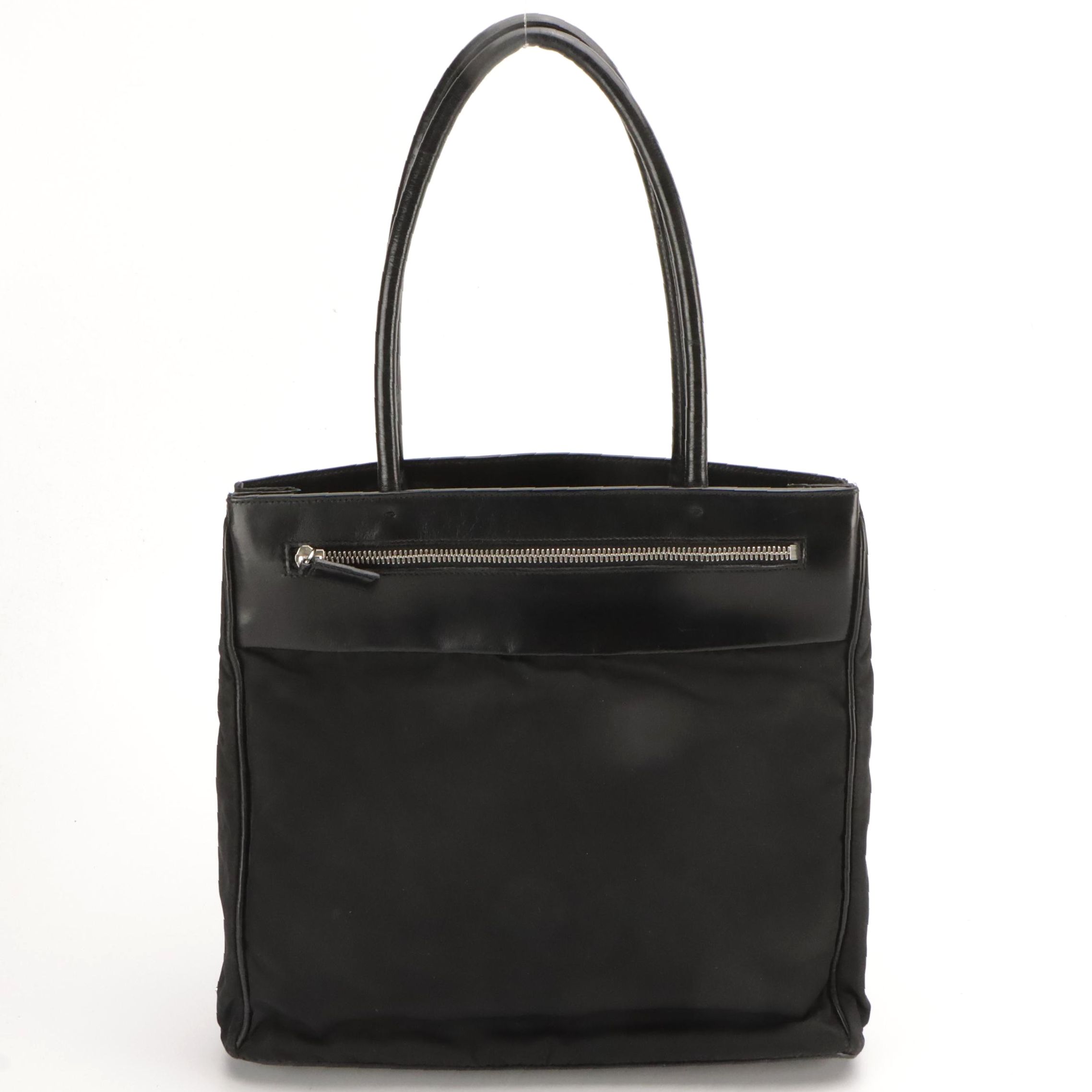 Prada Shoulder Tote in Nylon with Leather Trim