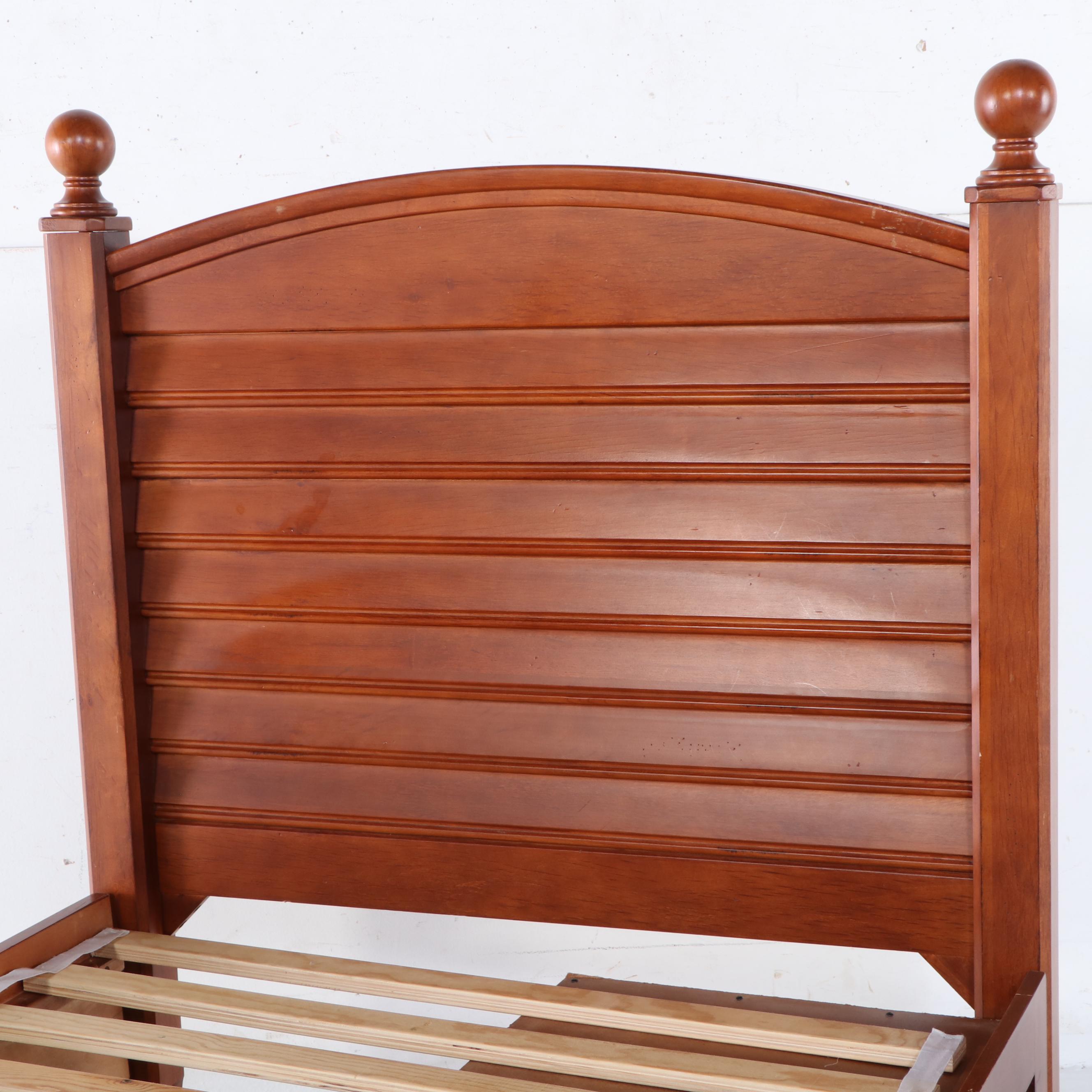 Stanley Furniture Contemporary Cherry Finish Twin Size Bed and Nightstand