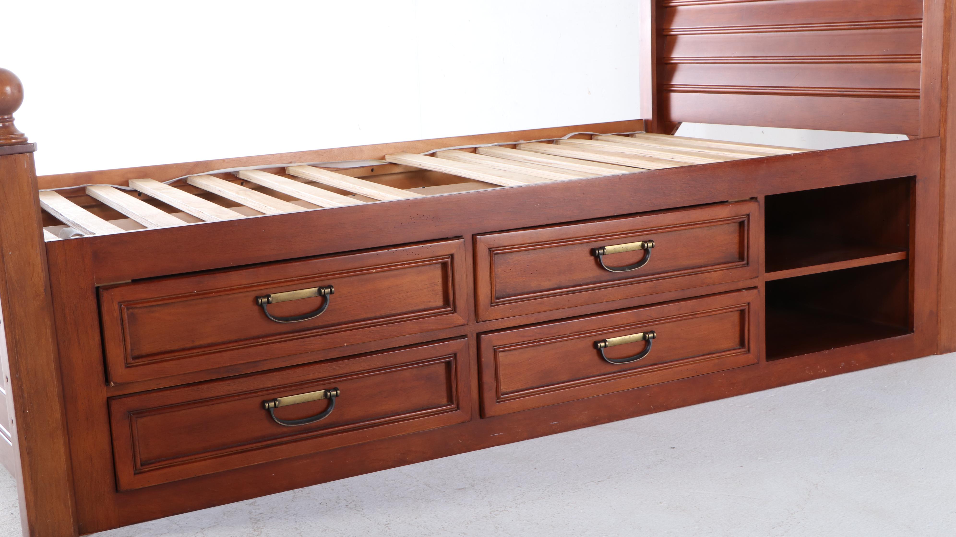 Stanley Furniture Contemporary Cherry Finish Twin Size Bed and Nightstand