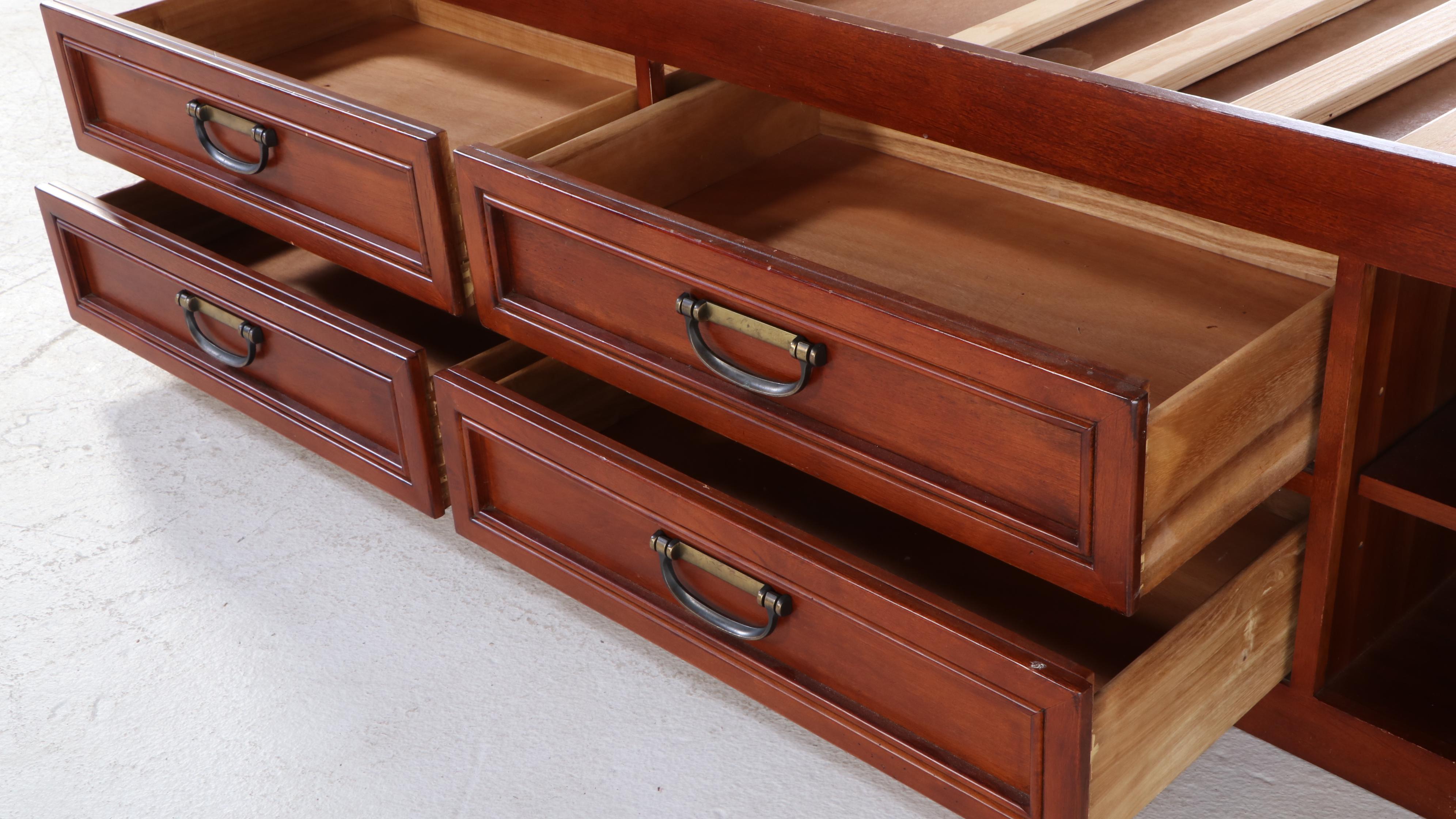 Stanley Furniture Contemporary Cherry Finish Twin Size Bed and Nightstand