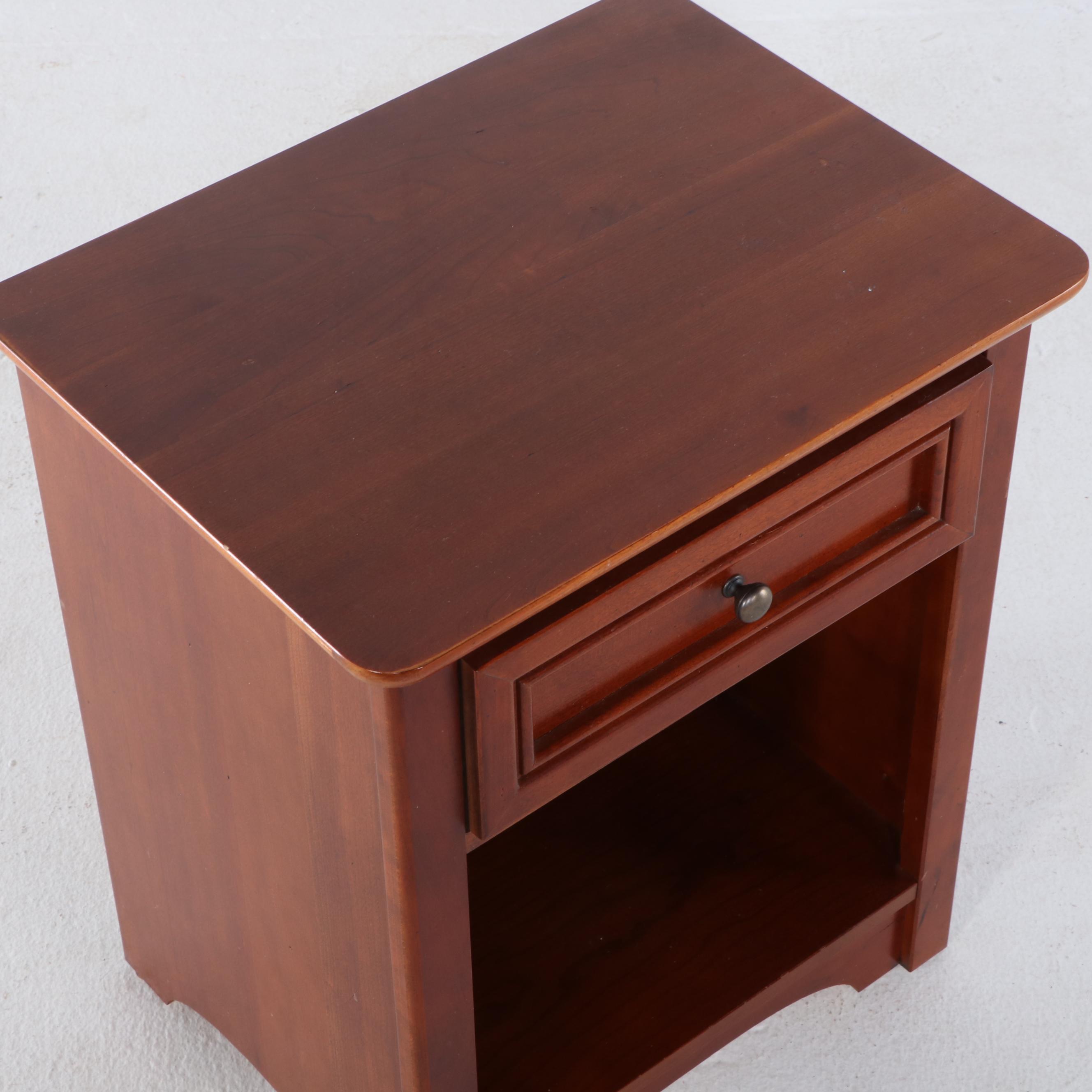 Stanley Furniture Contemporary Cherry Finish Twin Size Bed and Nightstand