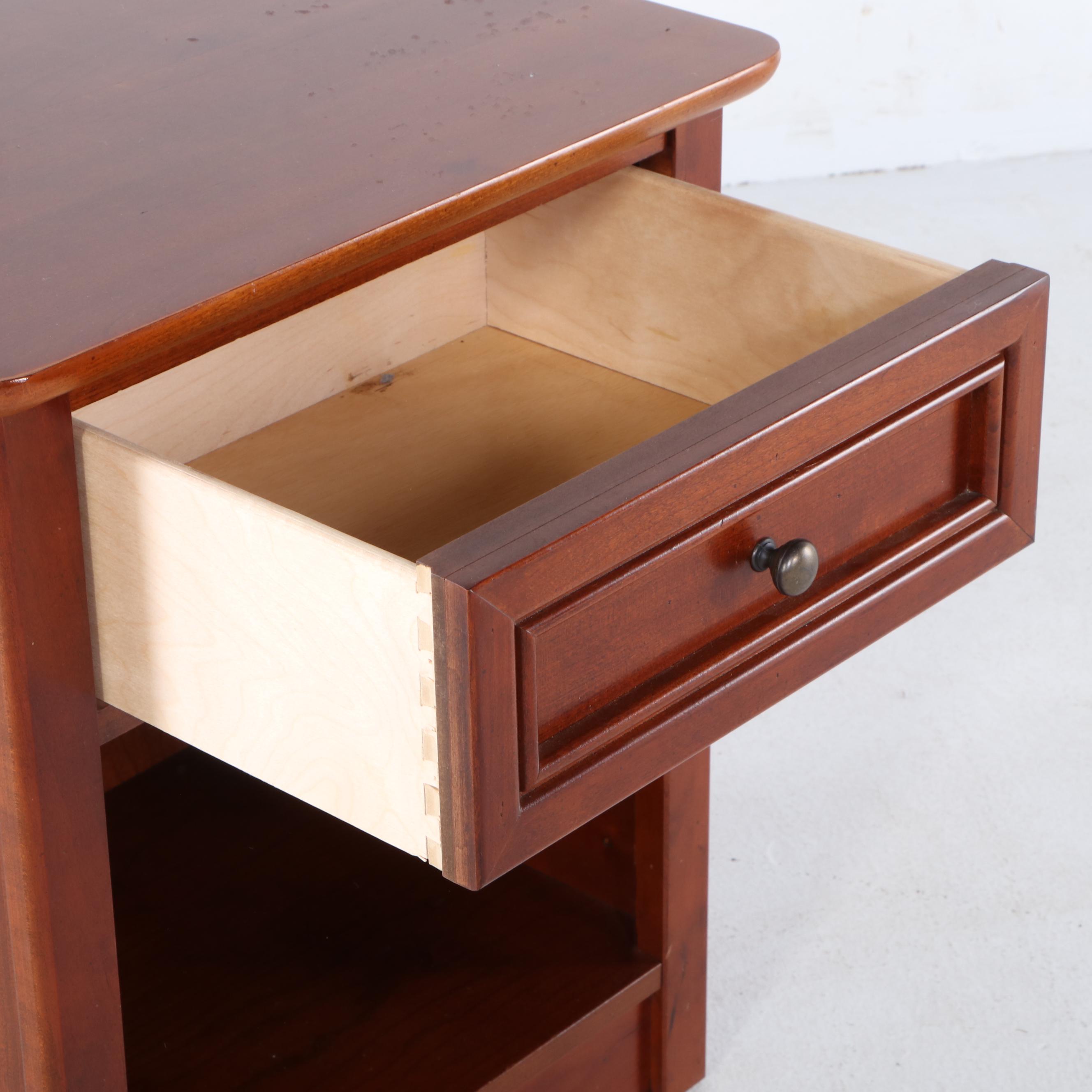 Stanley Furniture Contemporary Cherry Finish Twin Size Bed and Nightstand