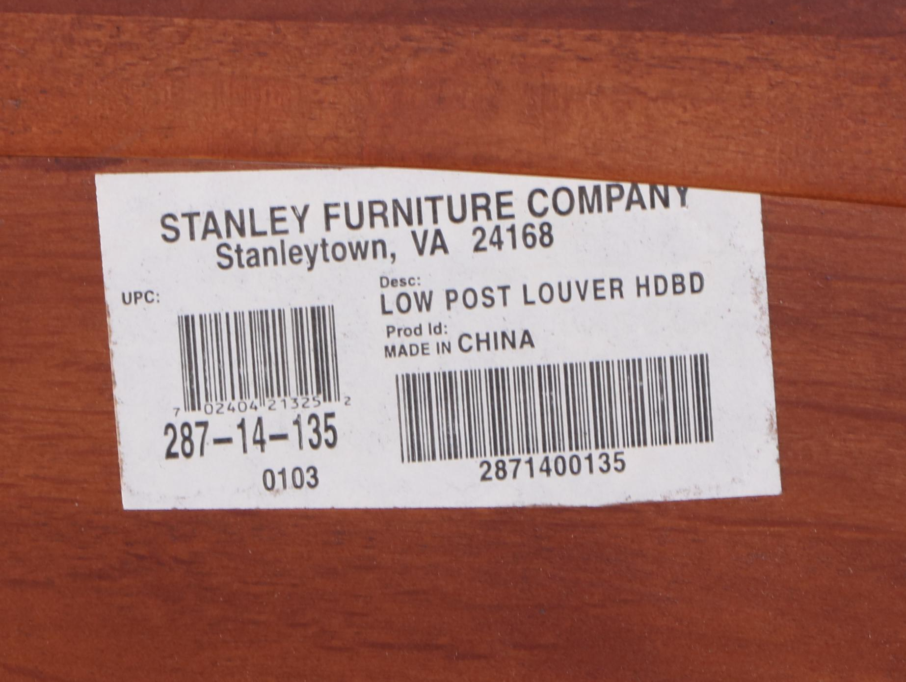 Stanley Furniture Contemporary Cherry Finish Twin Size Bed and Nightstand
