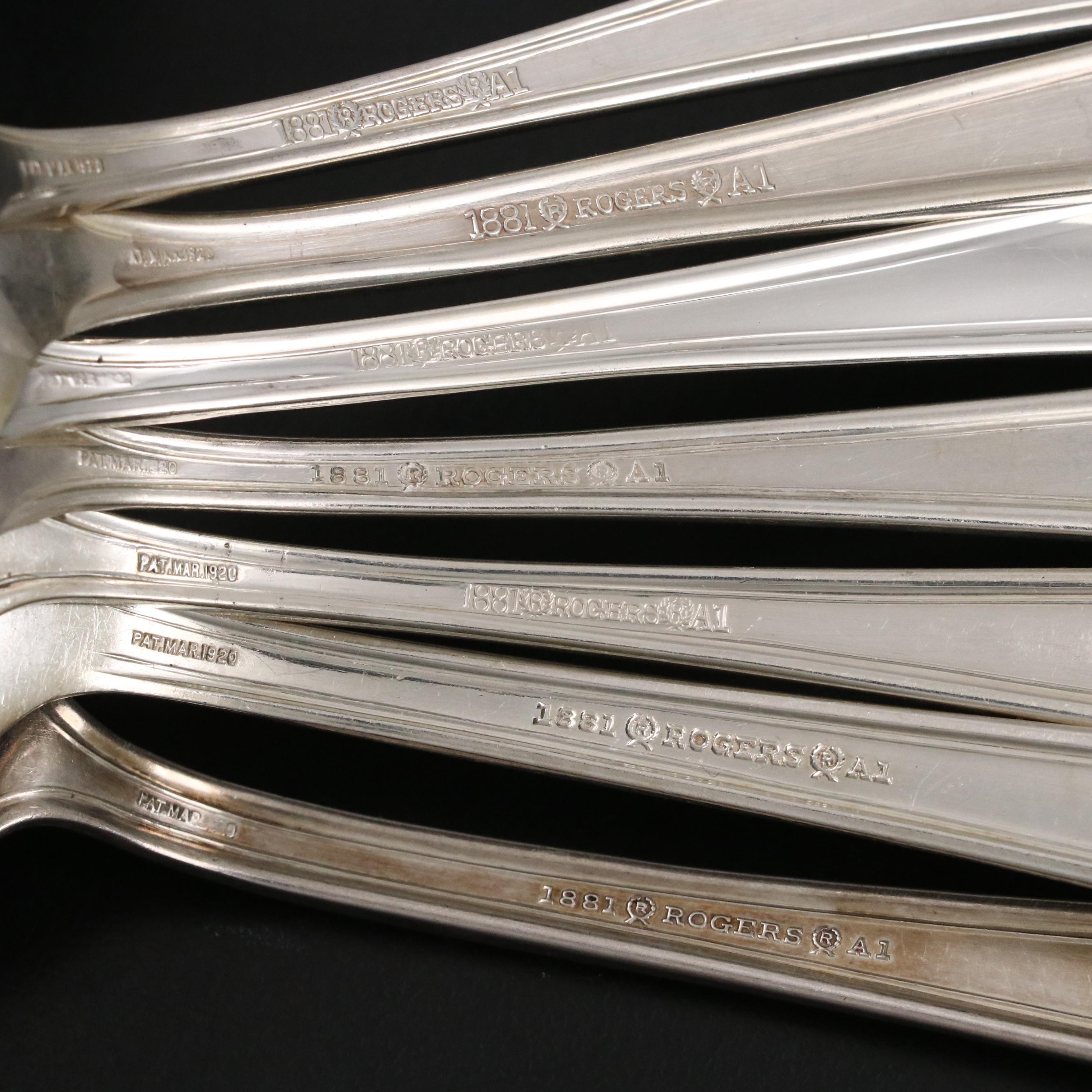 1881 Rogers Silver Plate "Salem" and Other Flatware in Storage Chest