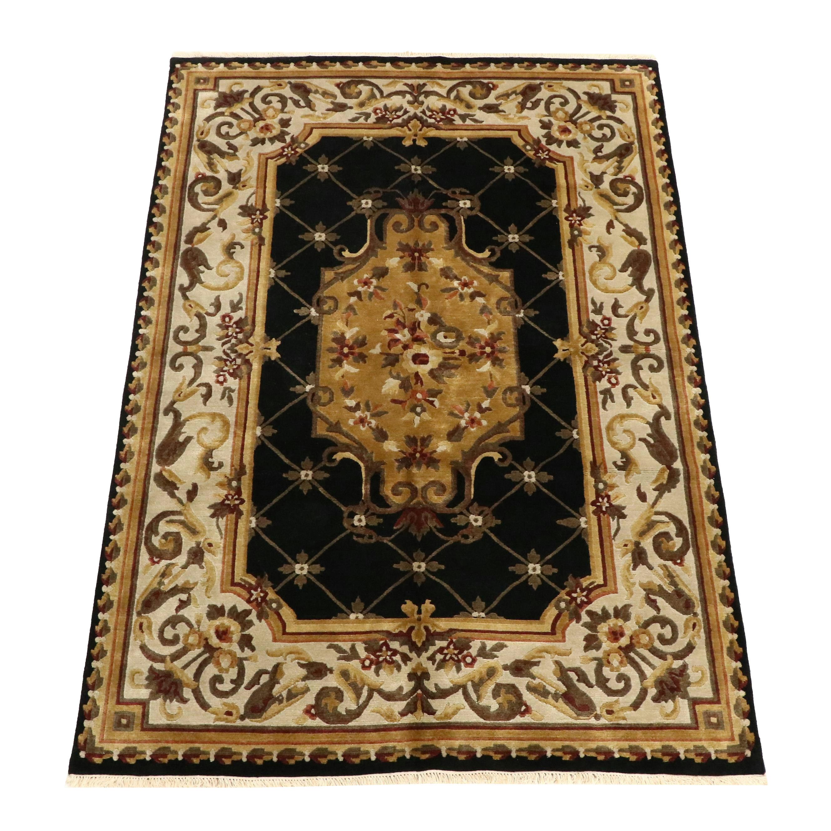 6' x 9'2 Hand-Knotted Nepalese French Aubusson Style Area Rug
