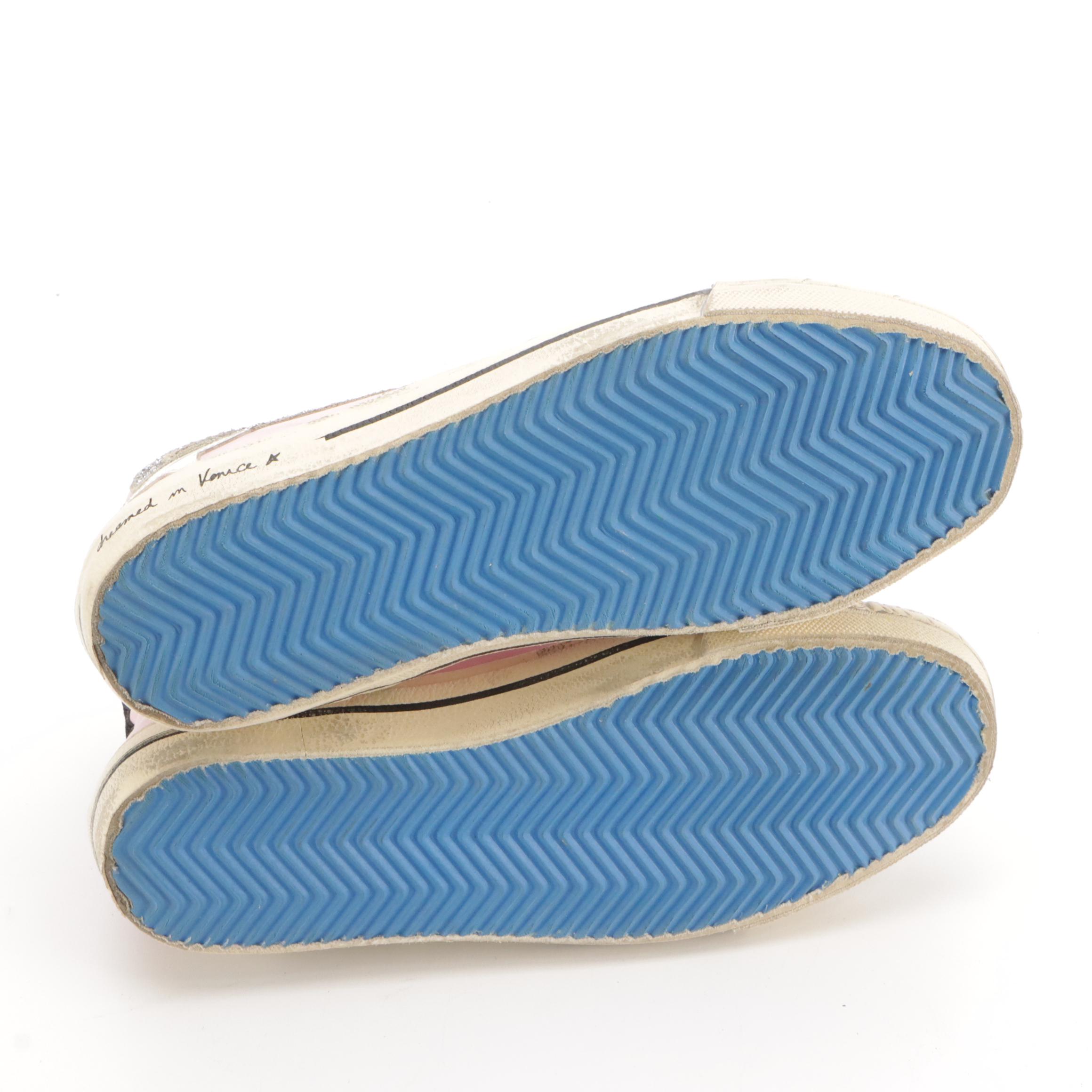 Golden Goose GGDB Slide High-Top Sneakers with Glitter Trim