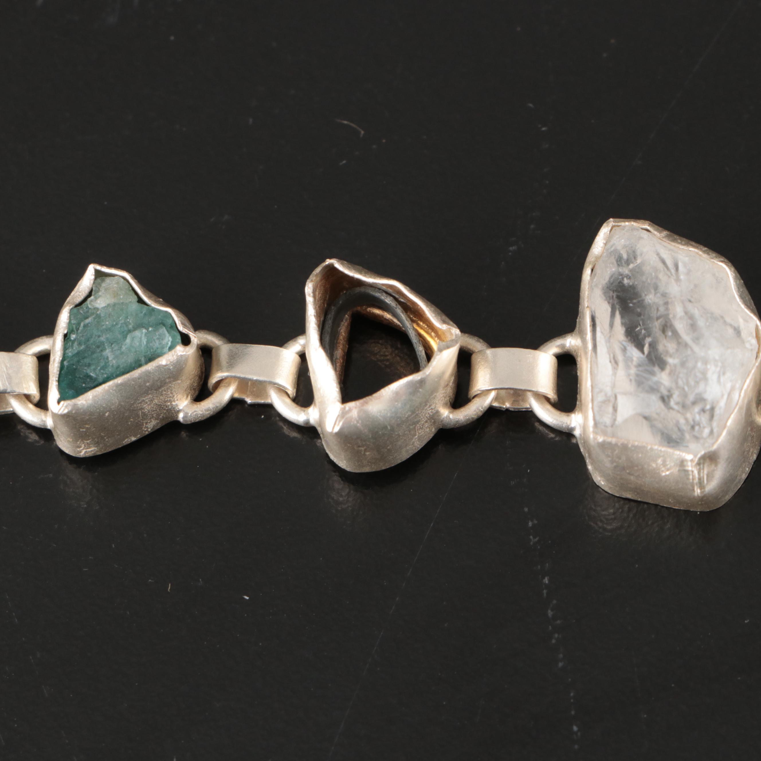 23 Silver Plated Bracelets, Rings, Earrings, and Pendants With Glass Stones