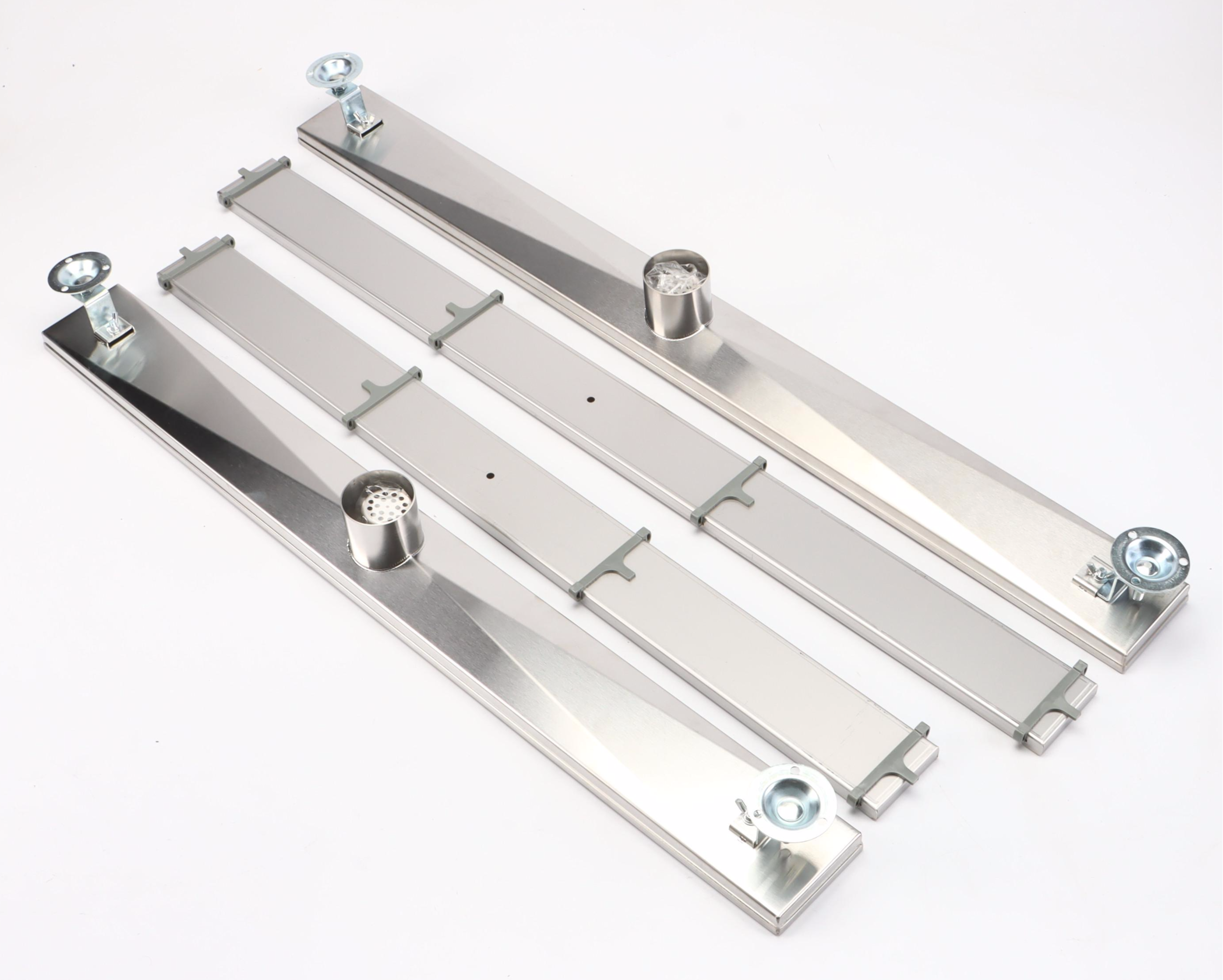 32" and 36" Linear Tile-In Shower Drains in Brushed Stainless Steel