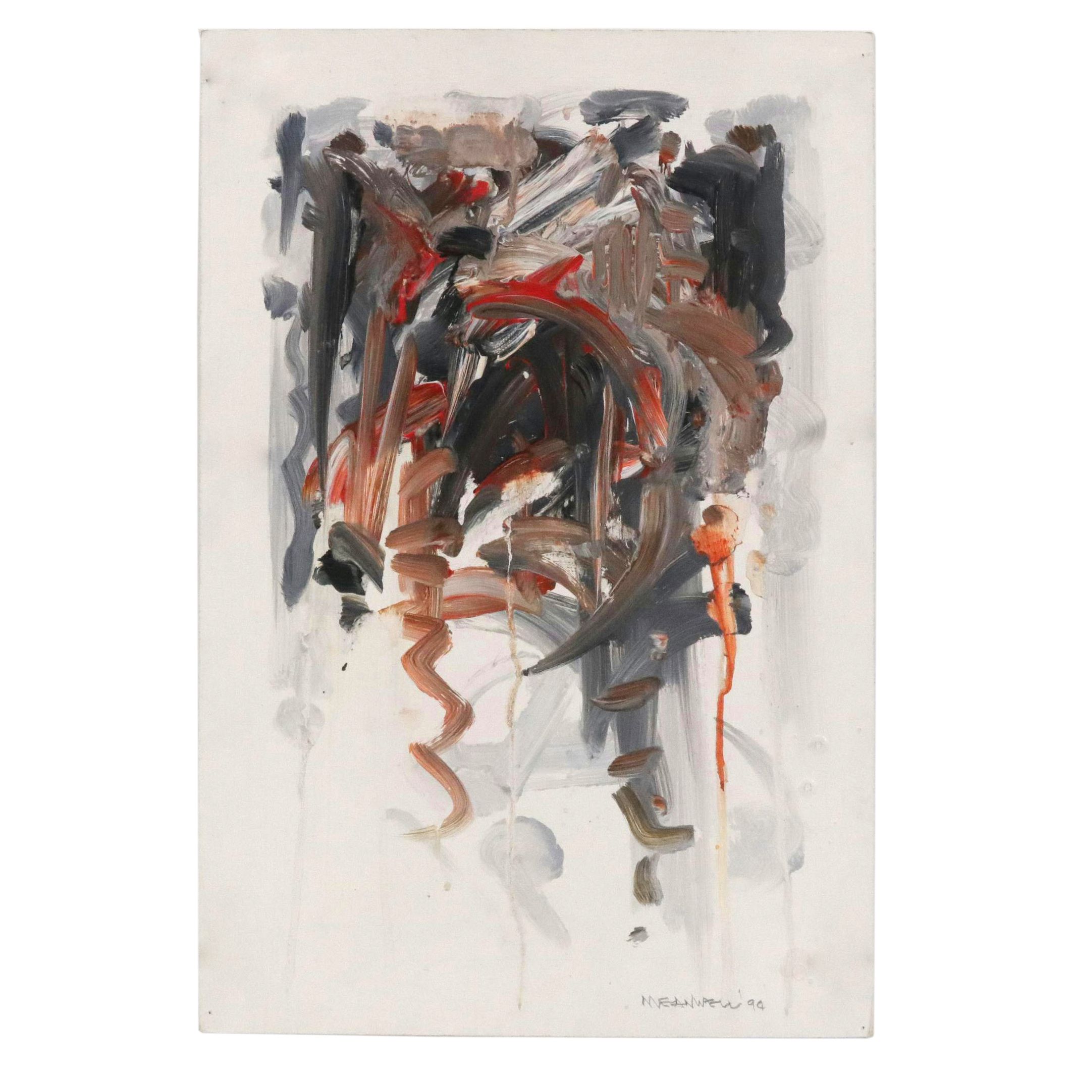 Jack Meanwell Abstract Expressionist Oil Painting, 1994