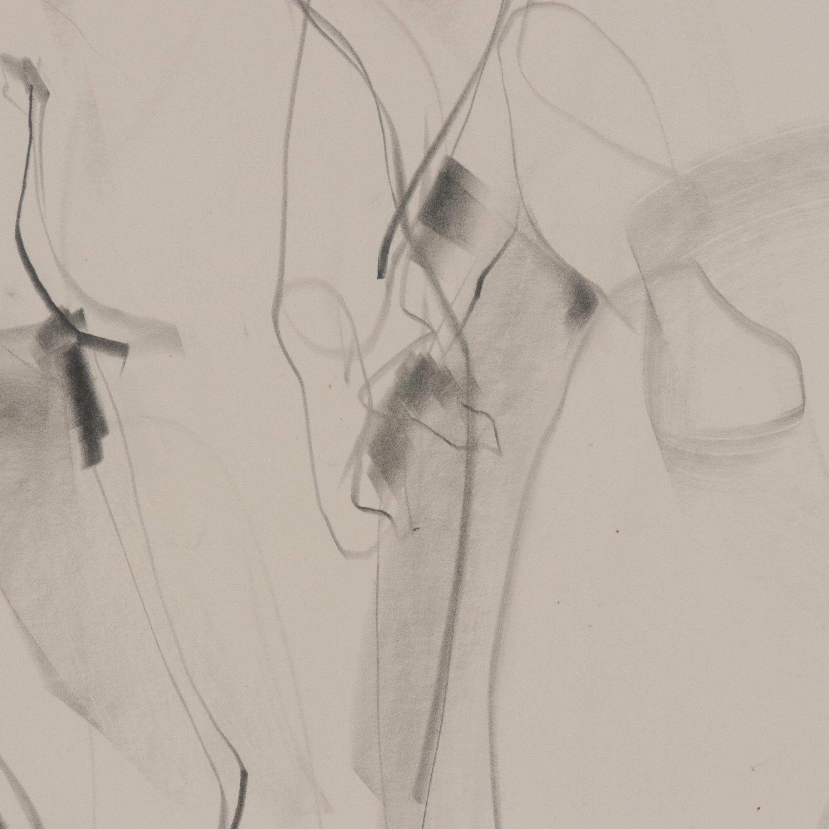 Jack Meanwell Abstract Expressionist Graphite Figure Drawing, 1984