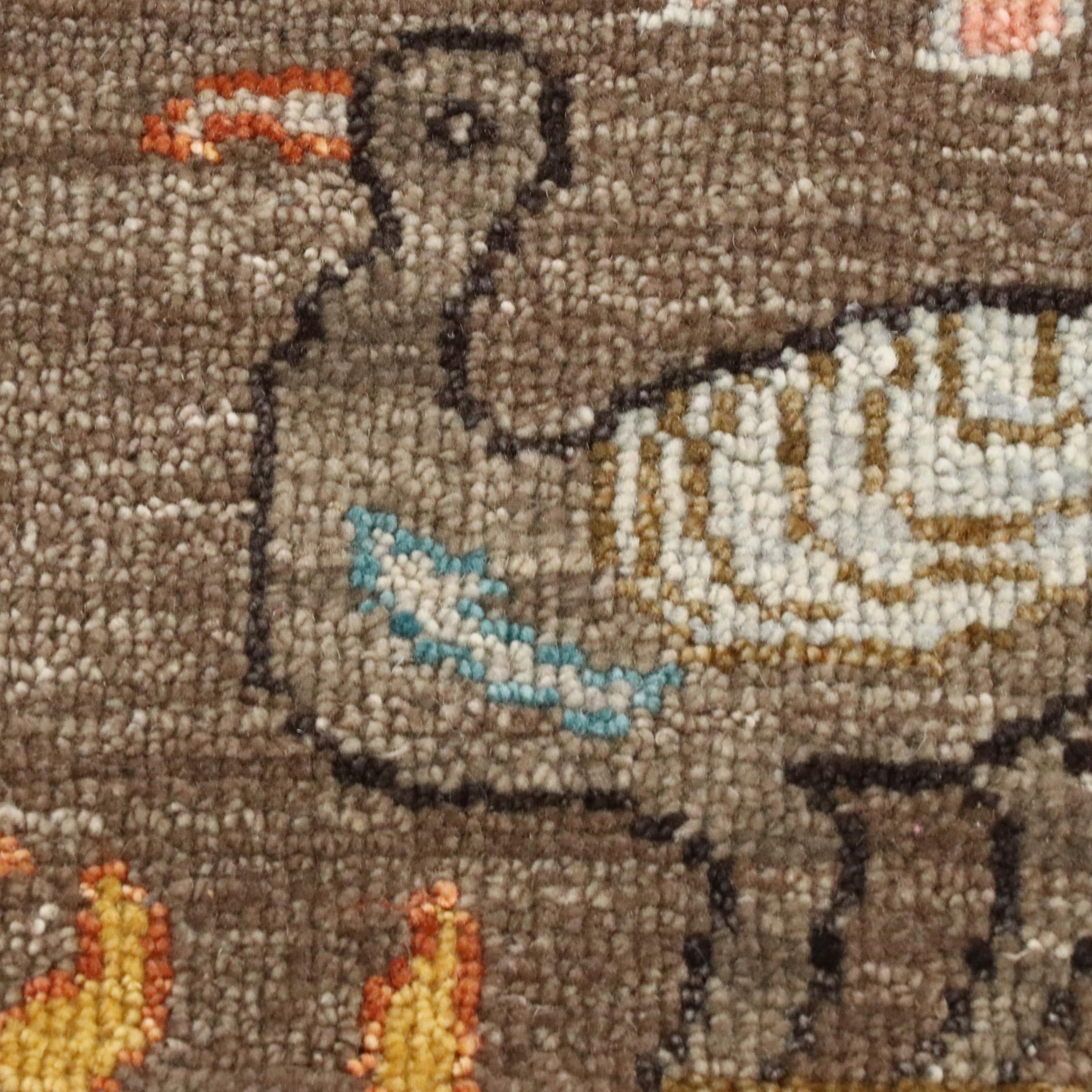 6' x 9'2 Hand-Knotted Indian Pictorial Birds of Paradise Area Rugs