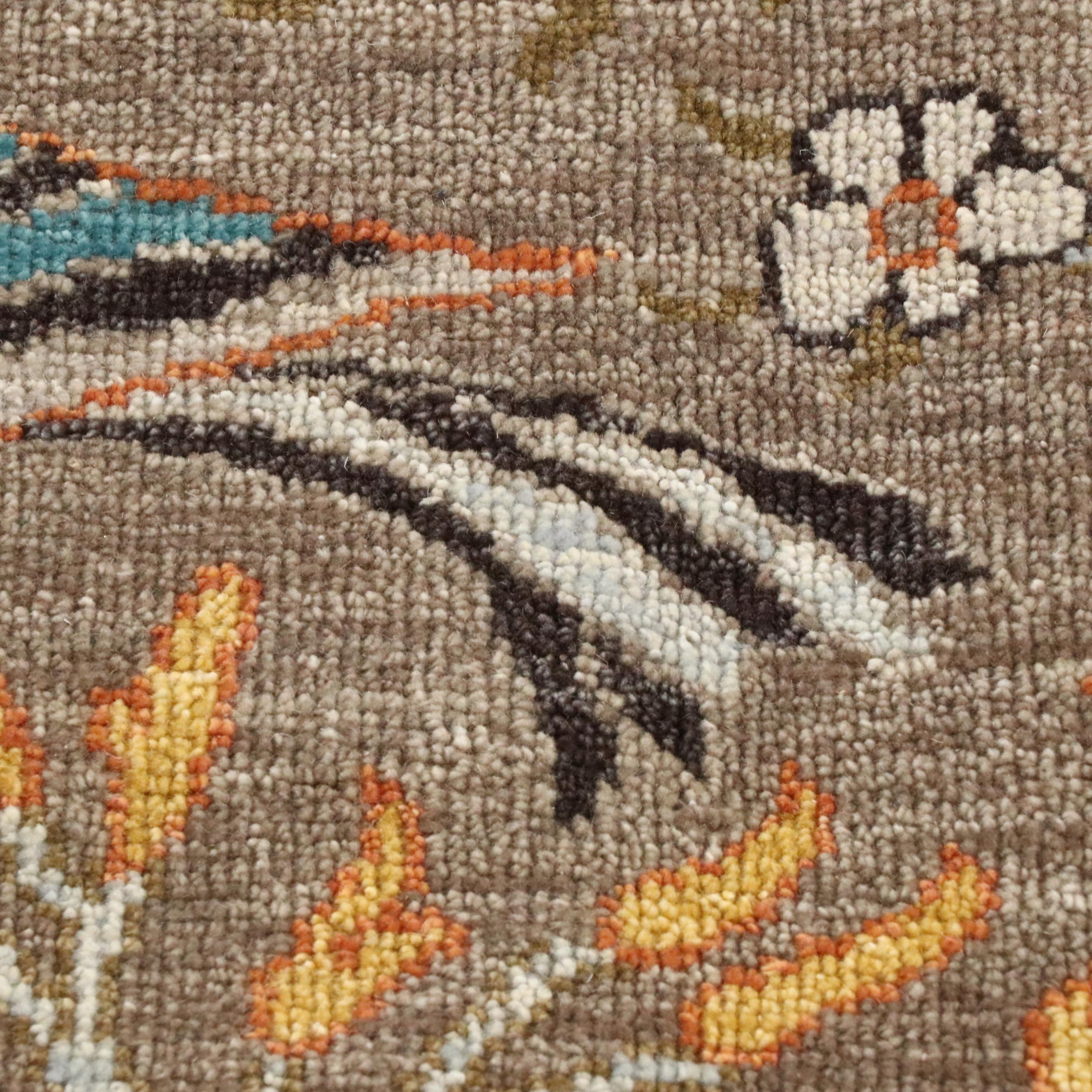 6' x 9'2 Hand-Knotted Indian Pictorial Birds of Paradise Area Rugs
