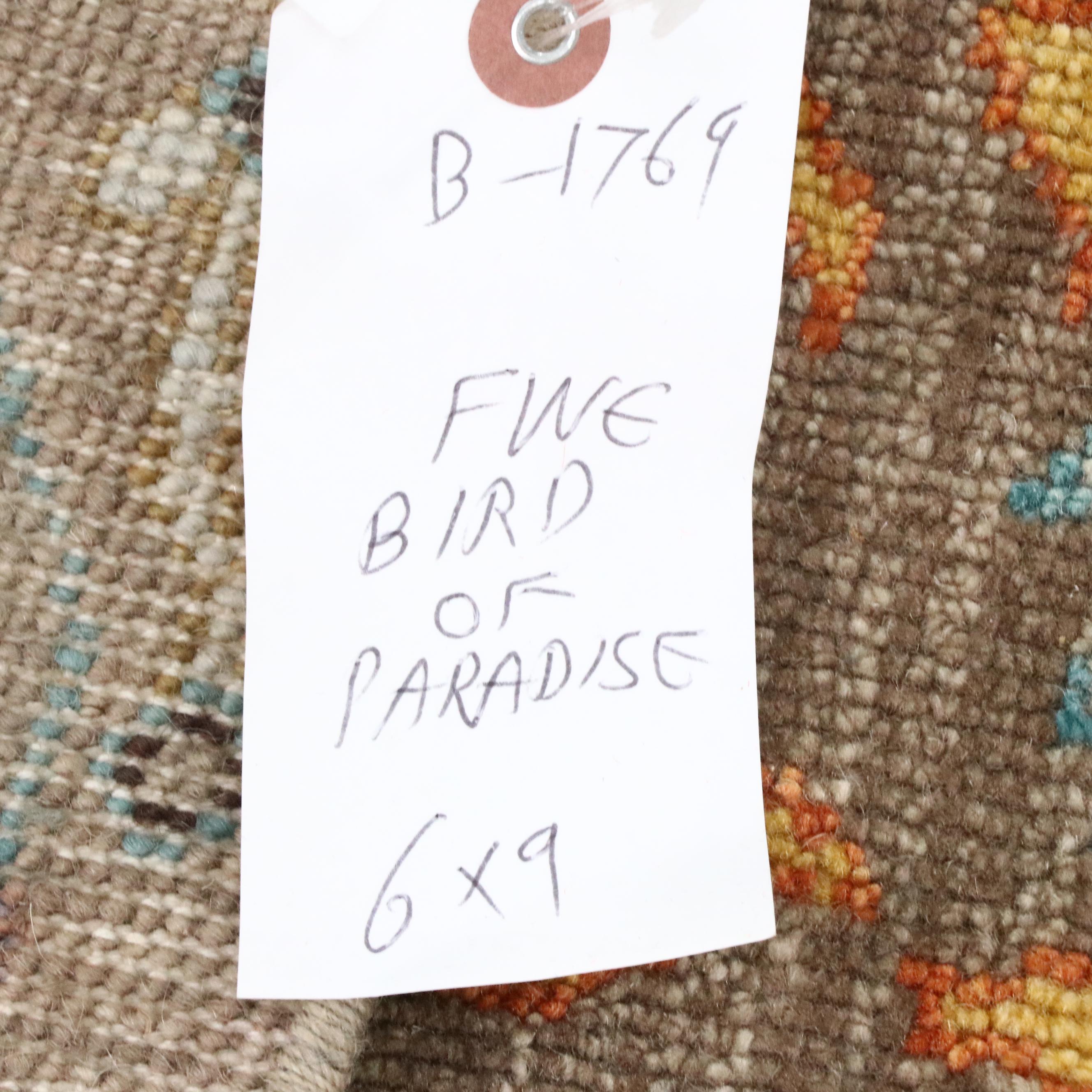 6' x 9'2 Hand-Knotted Indian Pictorial Birds of Paradise Area Rugs