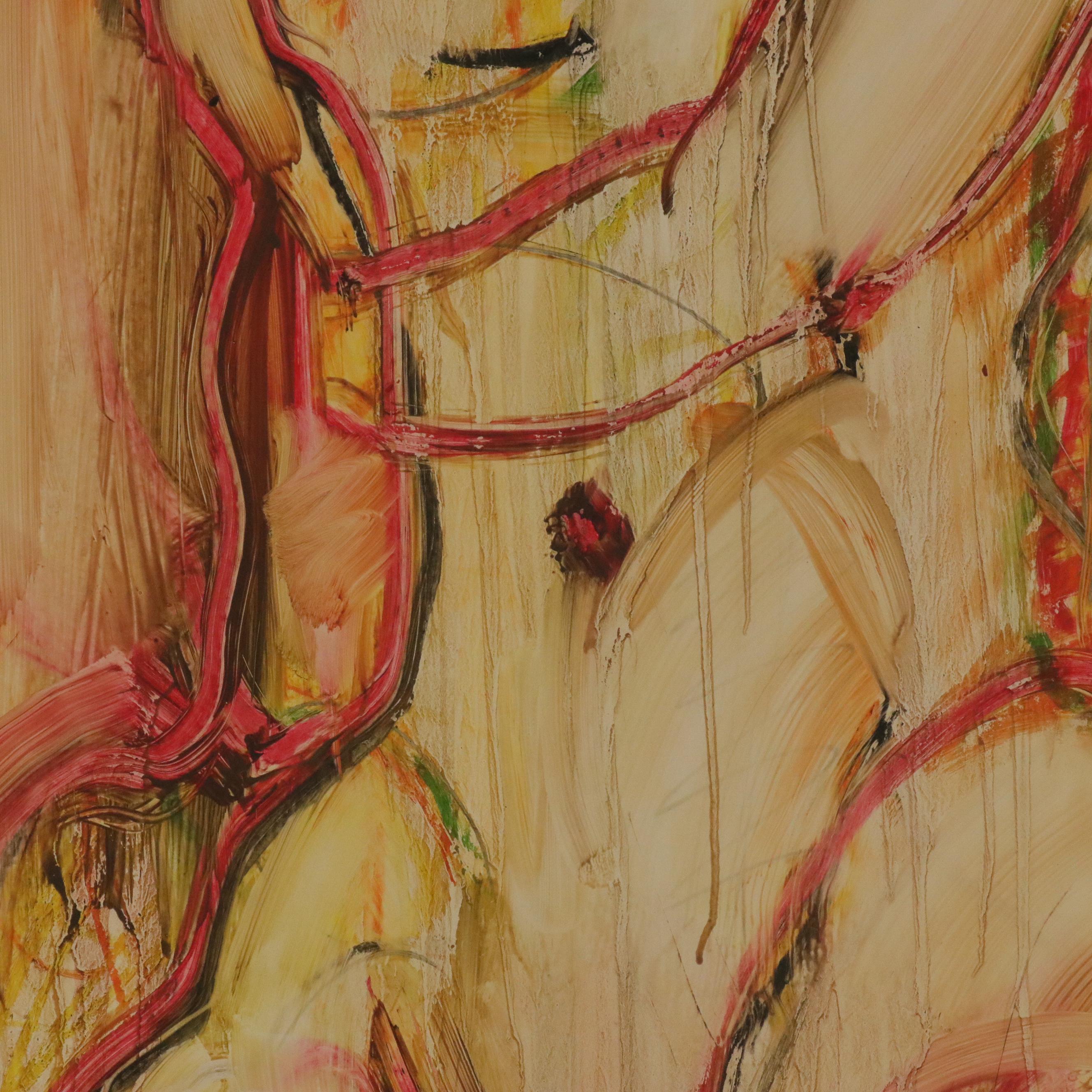 Jack Meanwell Figural Modern Oil Pastel Drawing, 1982