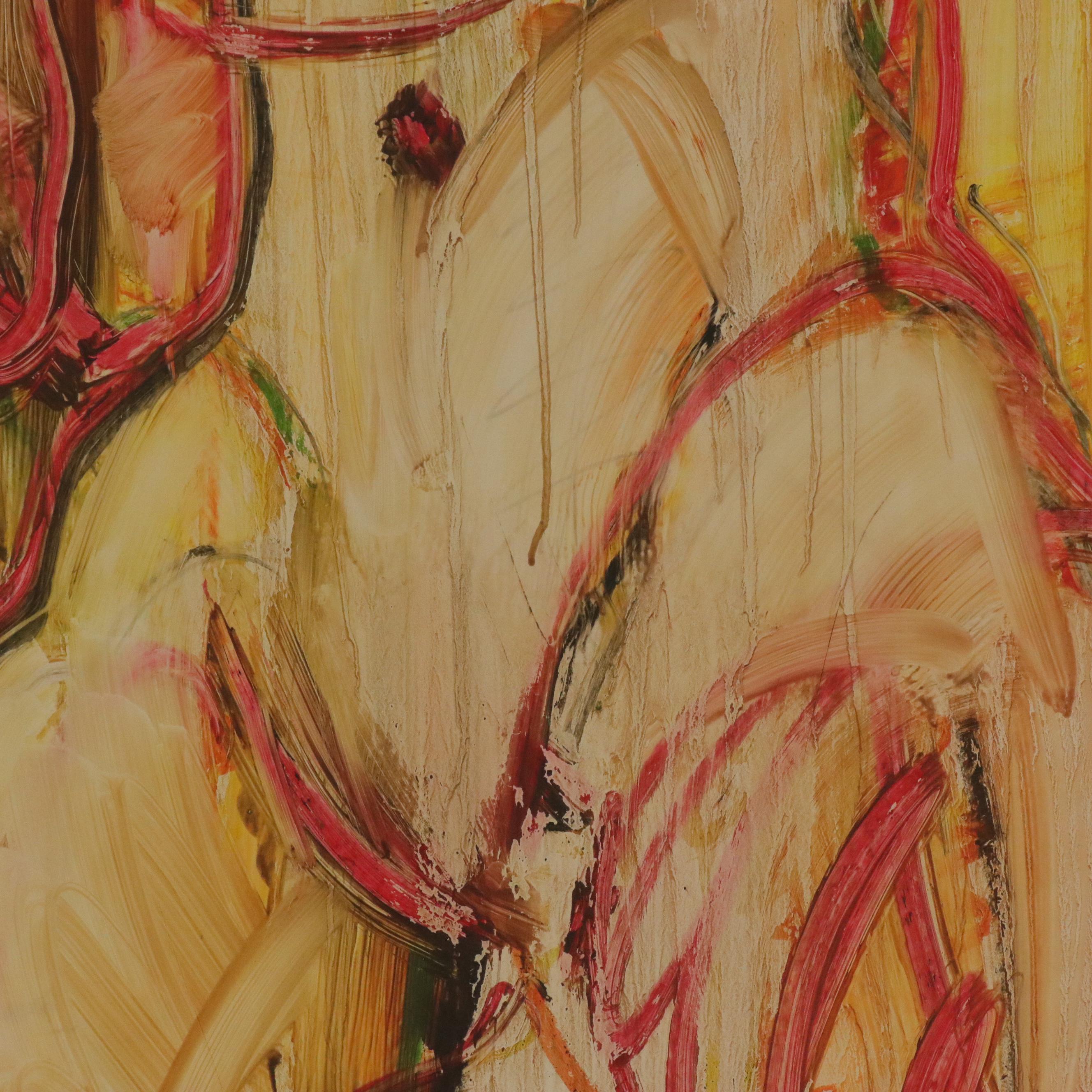 Jack Meanwell Figural Modern Oil Pastel Drawing, 1982