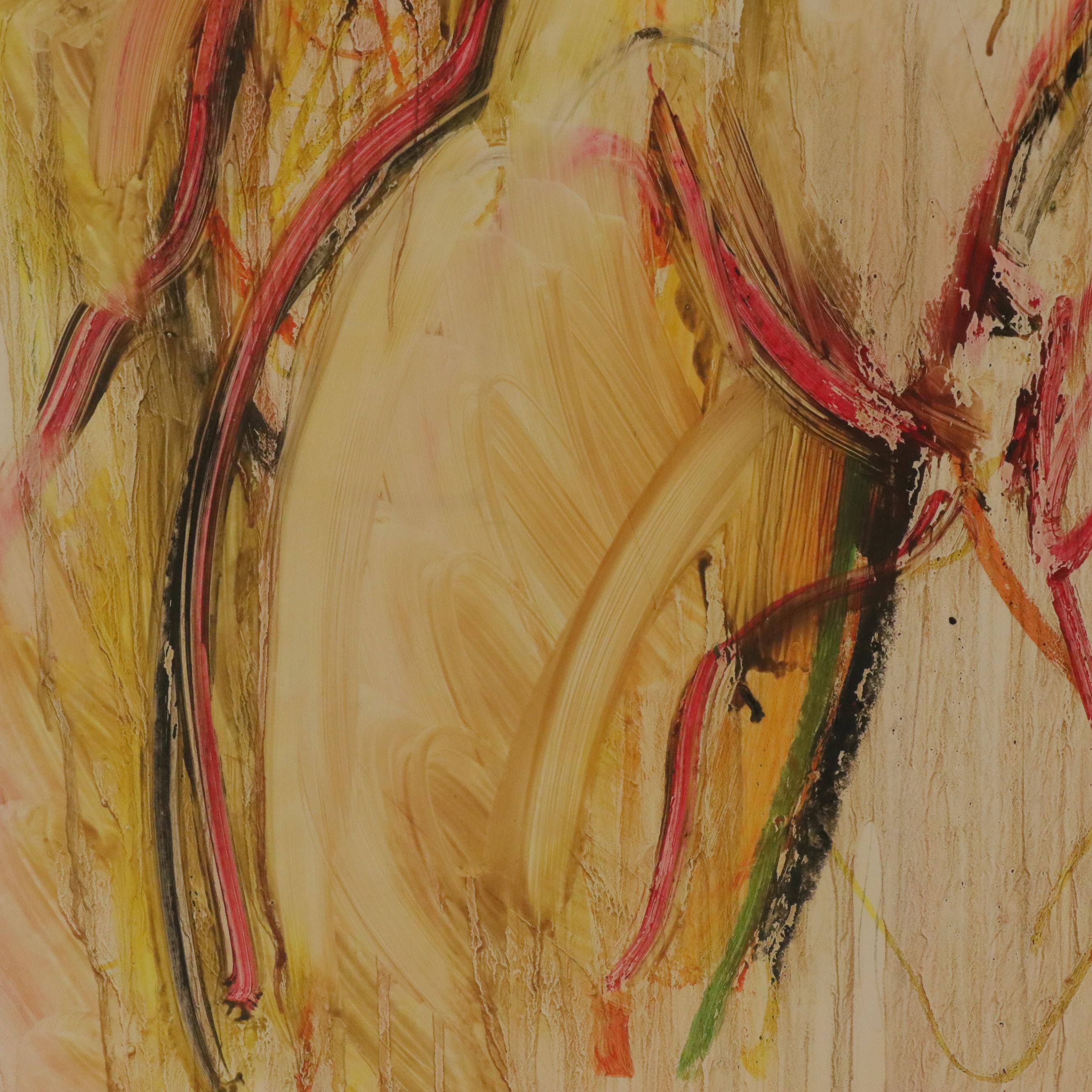 Jack Meanwell Figural Modern Oil Pastel Drawing, 1982