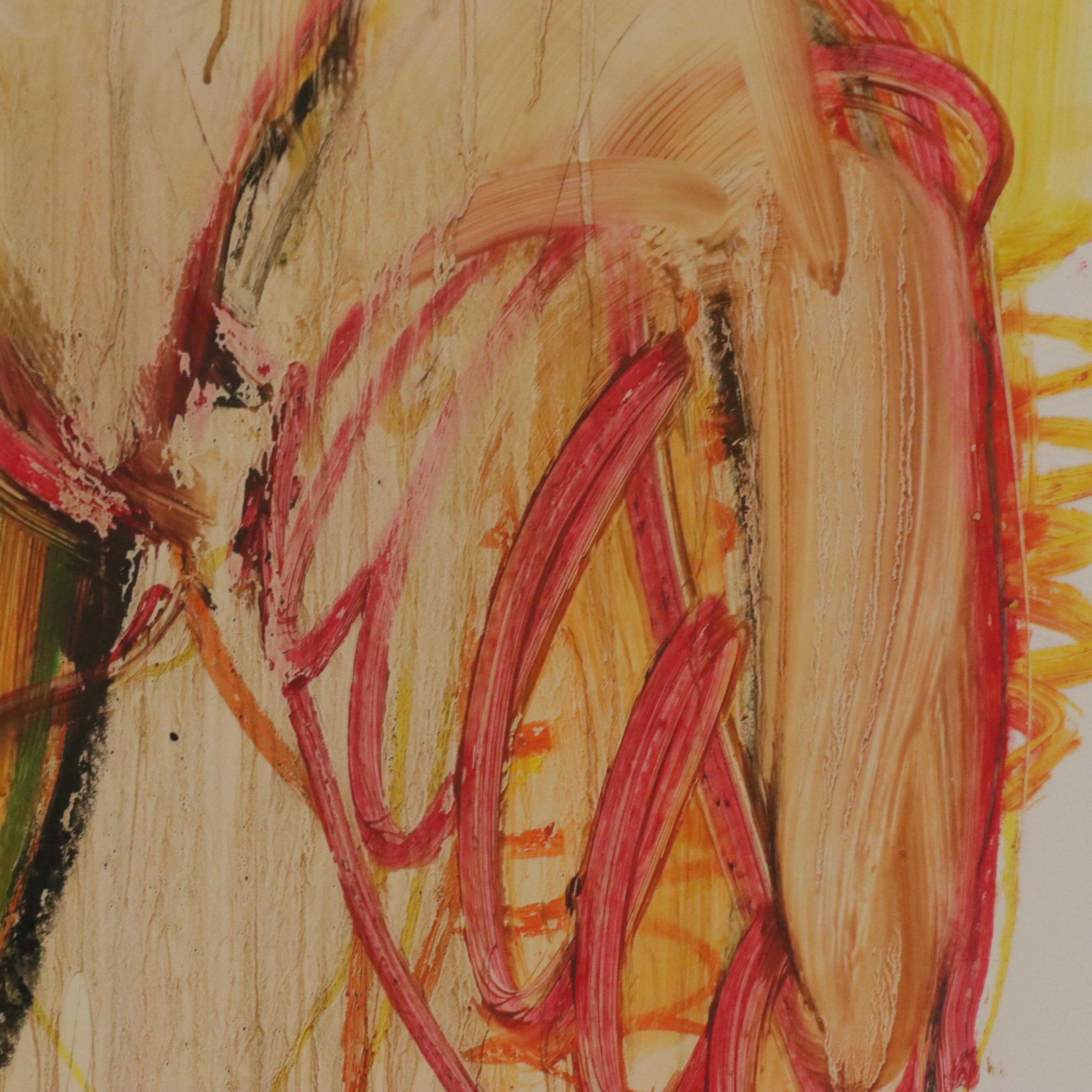 Jack Meanwell Figural Modern Oil Pastel Drawing, 1982