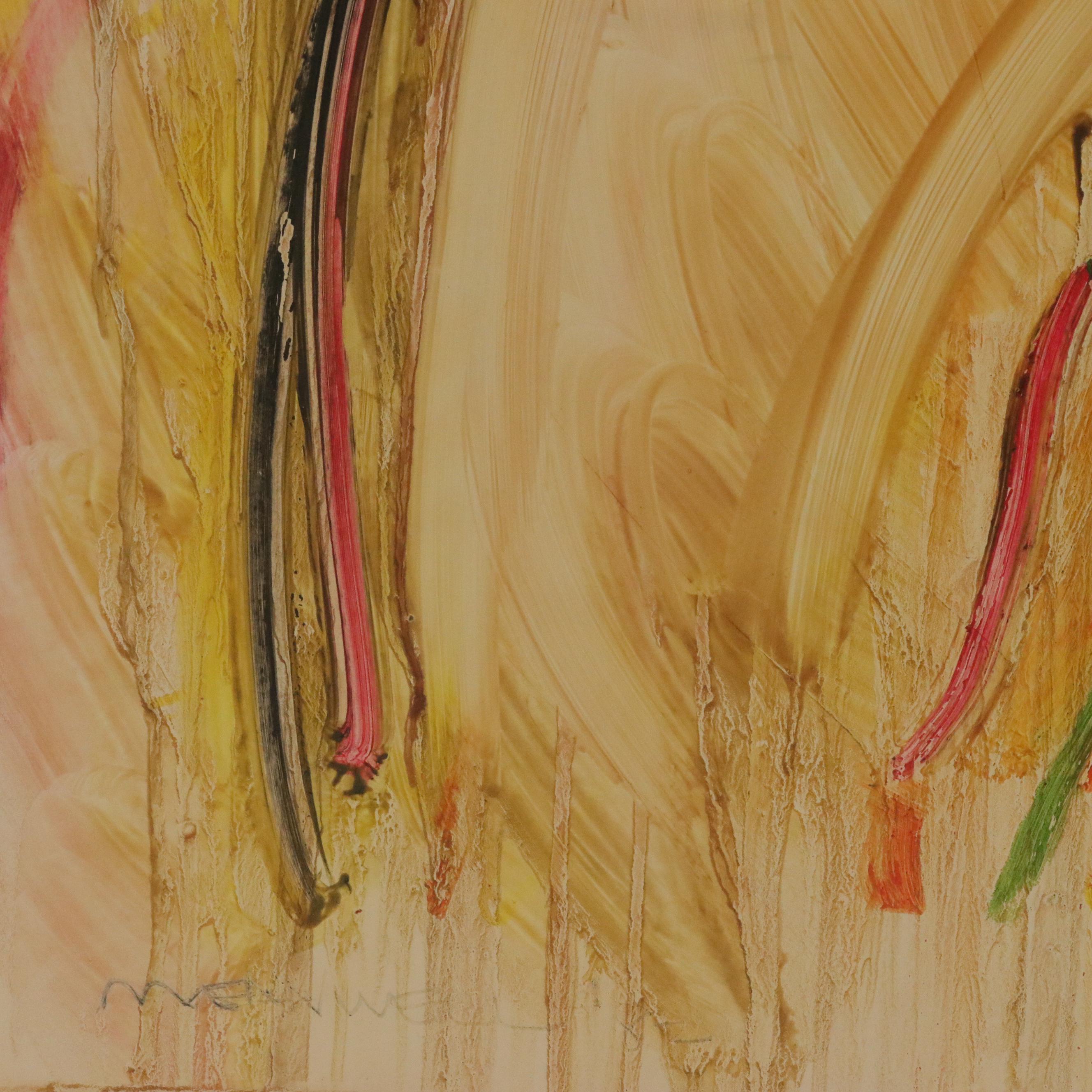 Jack Meanwell Figural Modern Oil Pastel Drawing, 1982