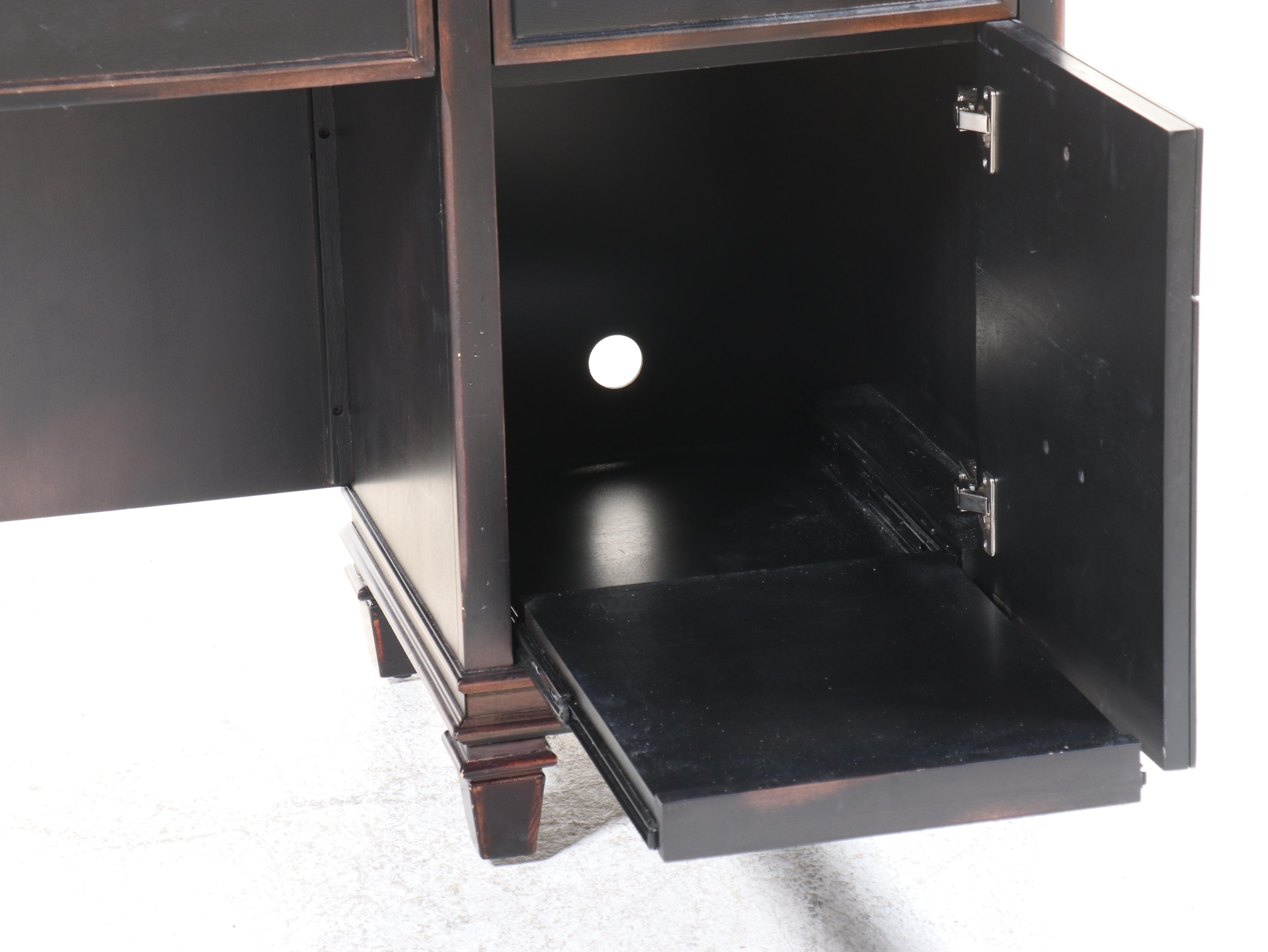 Martin Furniture Hartford Credenza with Hutch in Black Distressed Finish