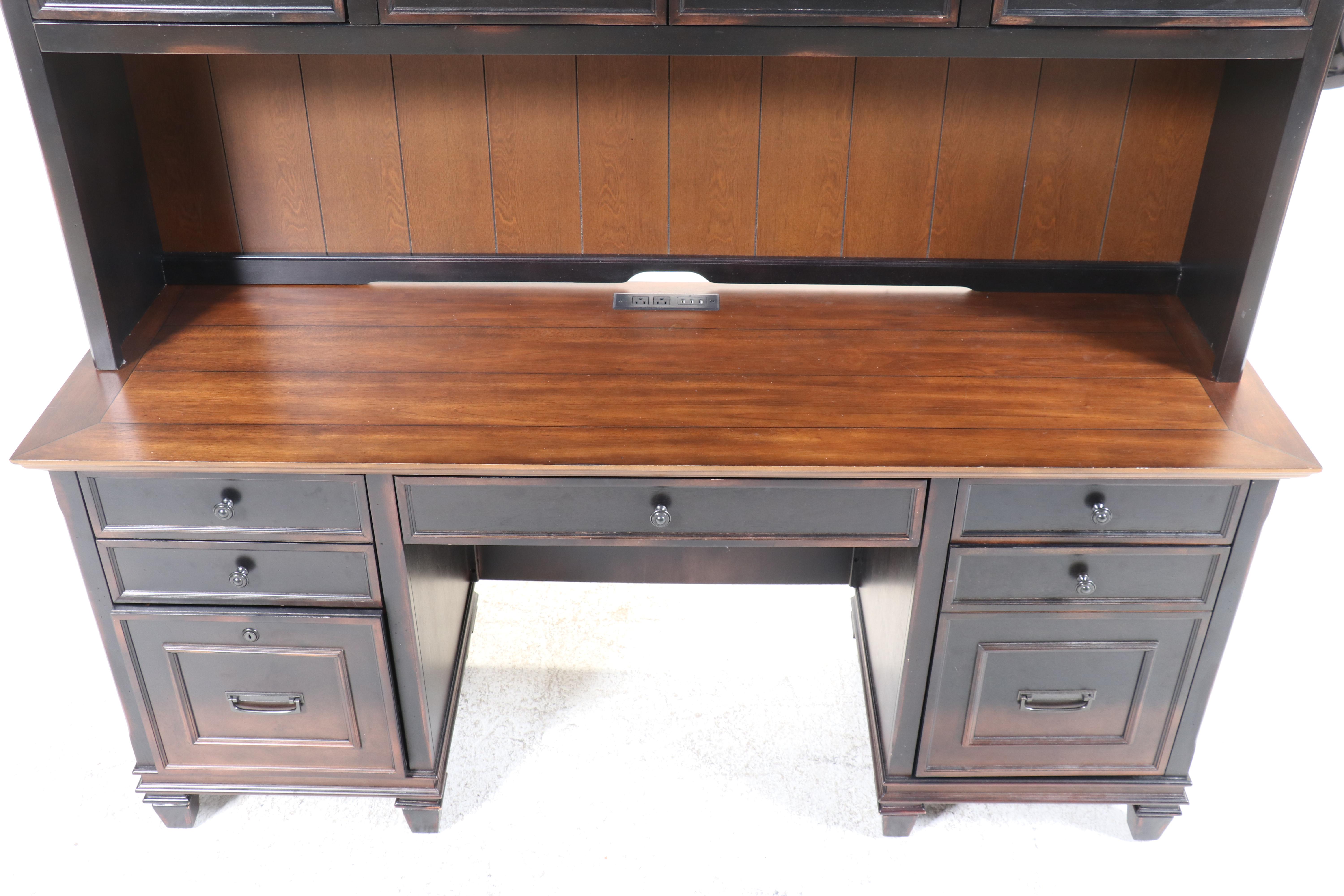 Martin Furniture Hartford Credenza with Hutch in Black Distressed Finish