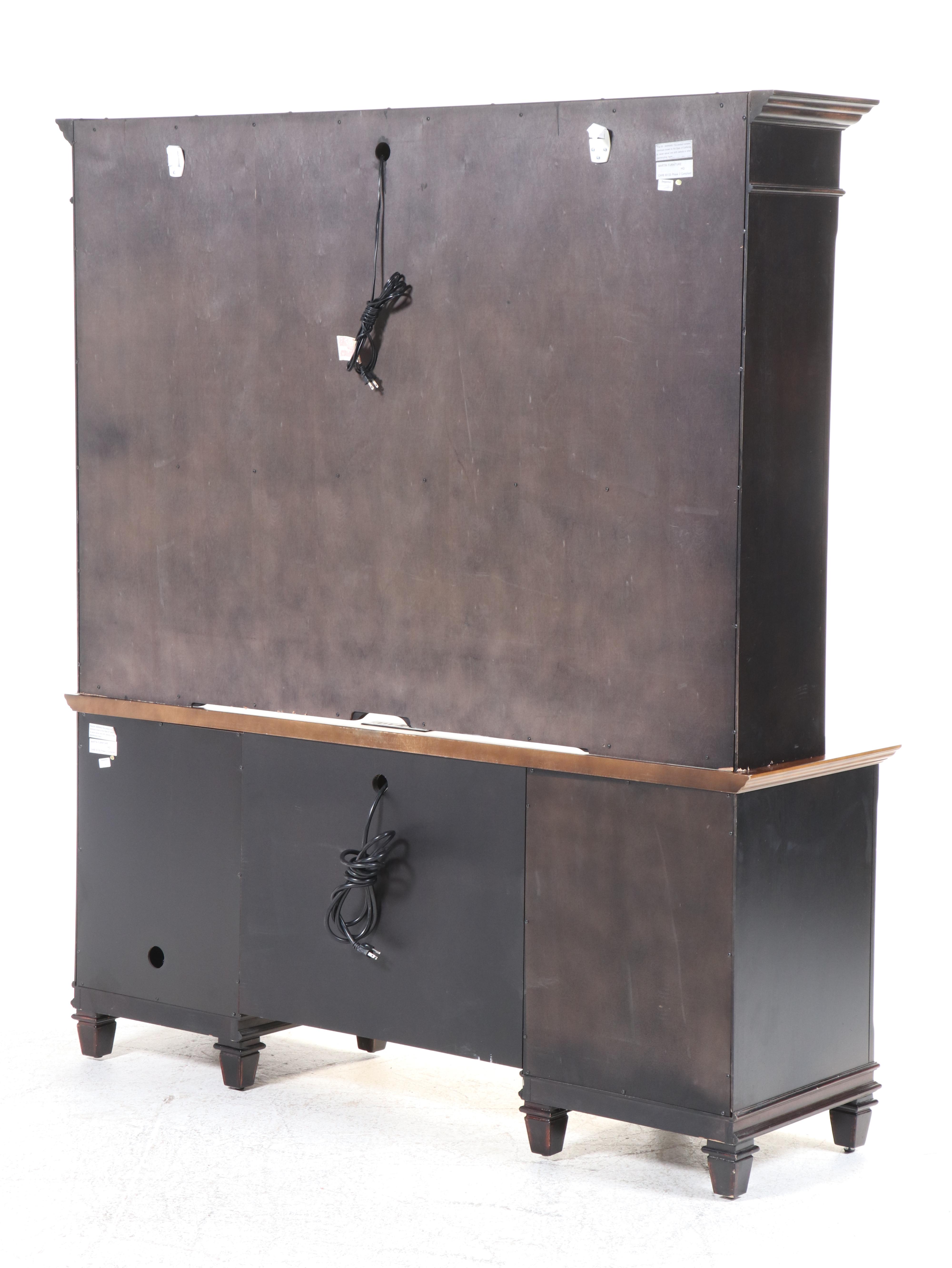 Martin Furniture Hartford Credenza with Hutch in Black Distressed Finish