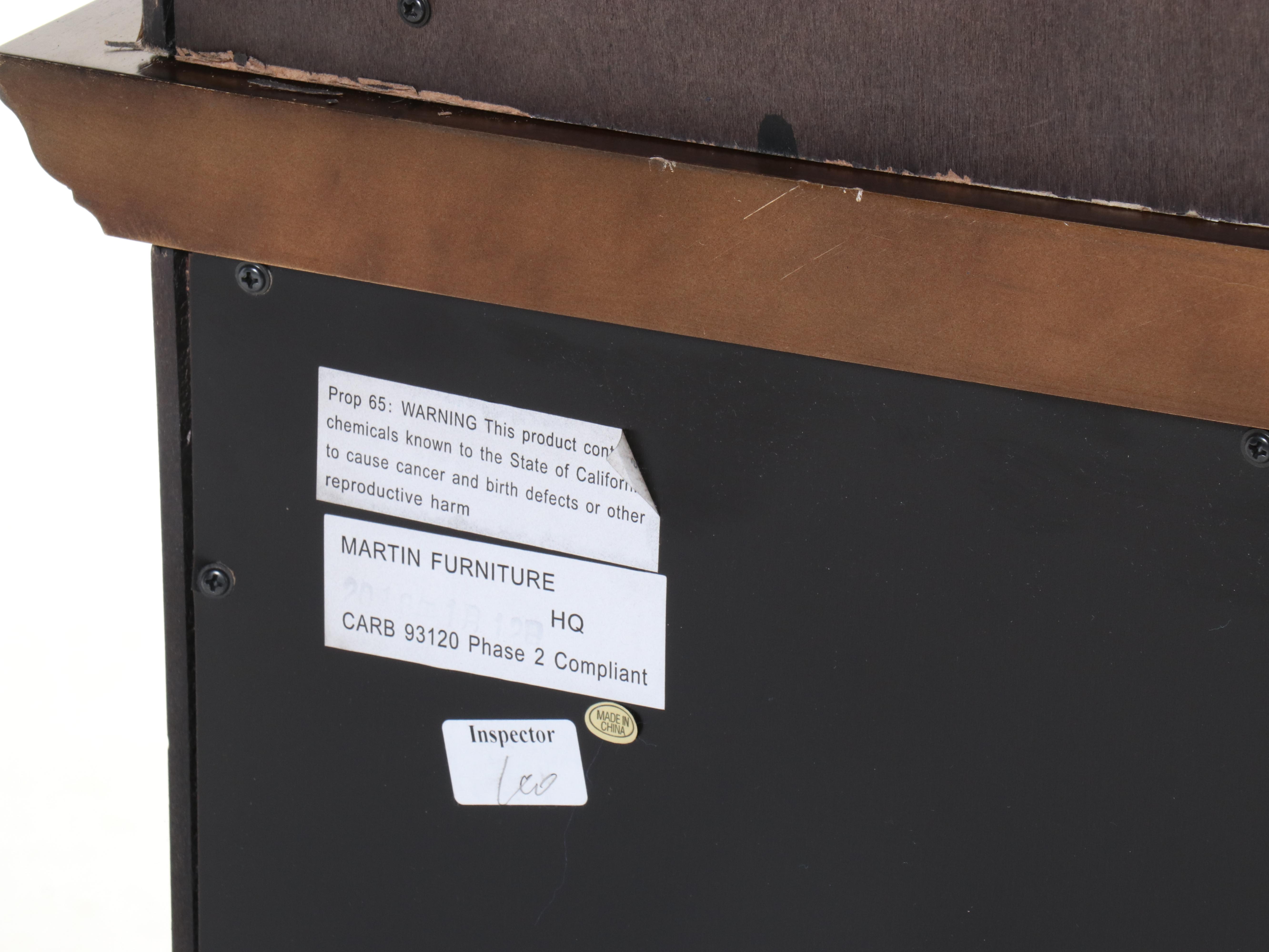 Martin Furniture Hartford Credenza with Hutch in Black Distressed Finish