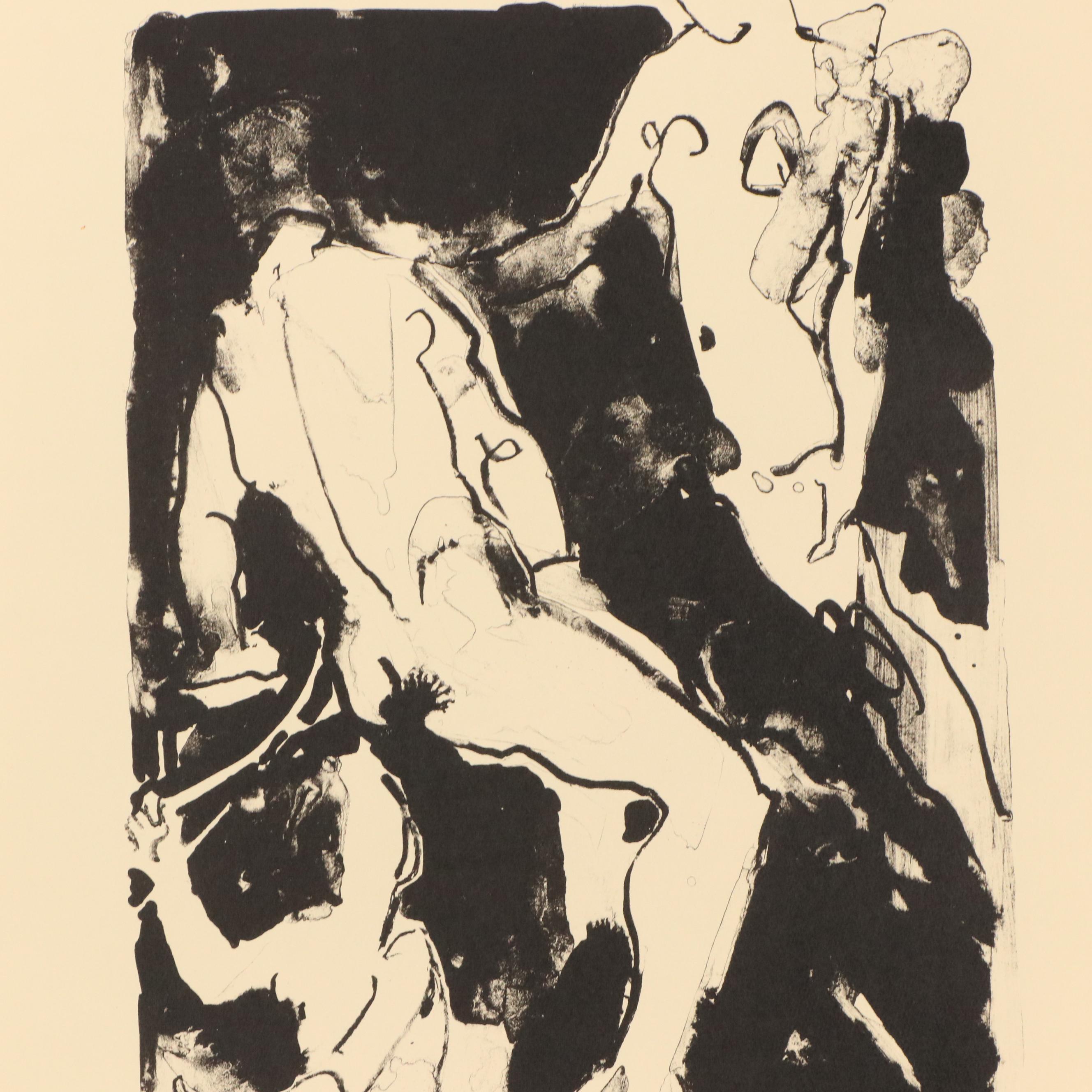 Jack Meanwell Relief Print: Abstract Figurative, 1979