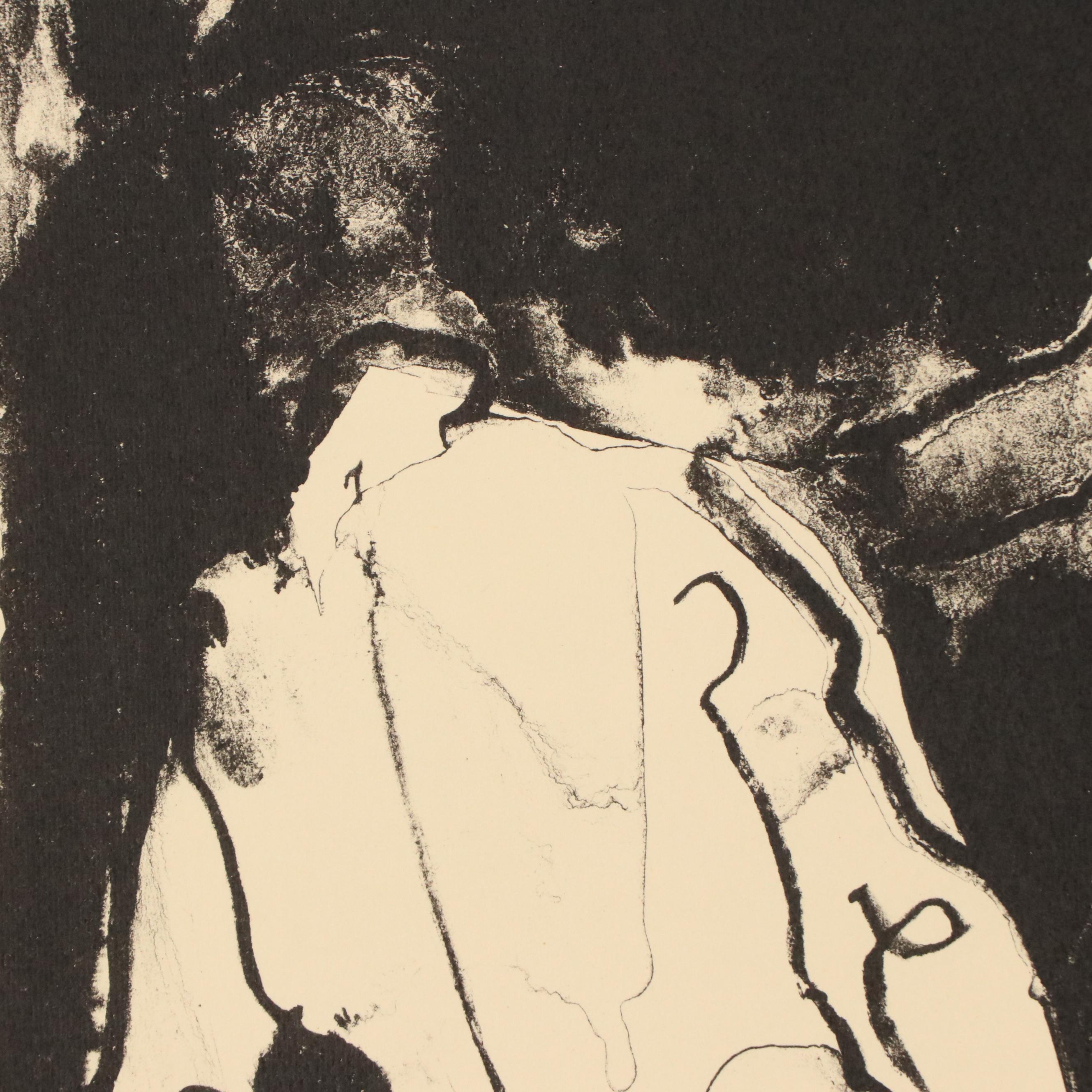 Jack Meanwell Relief Print: Abstract Figurative, 1979