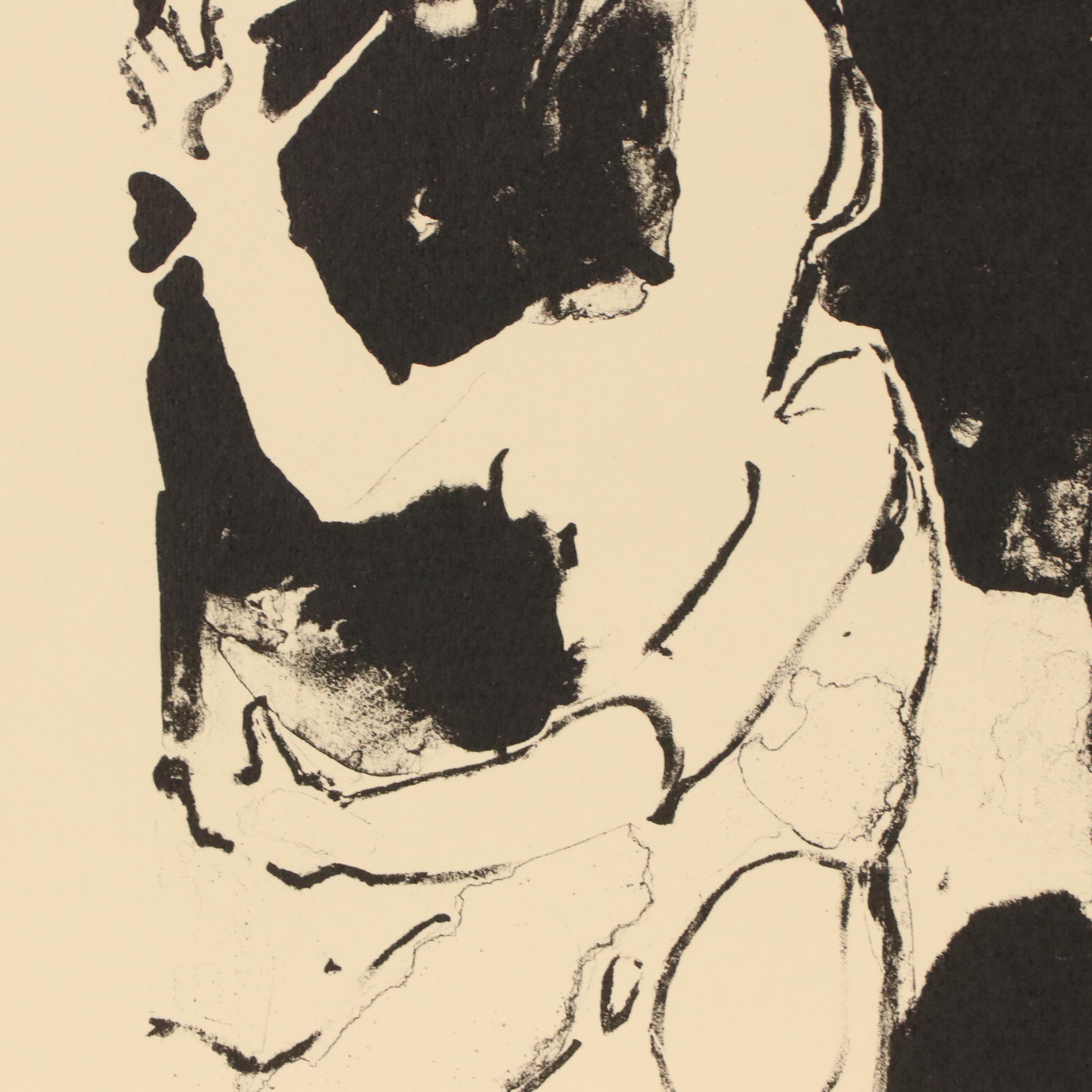Jack Meanwell Relief Print: Abstract Figurative, 1979