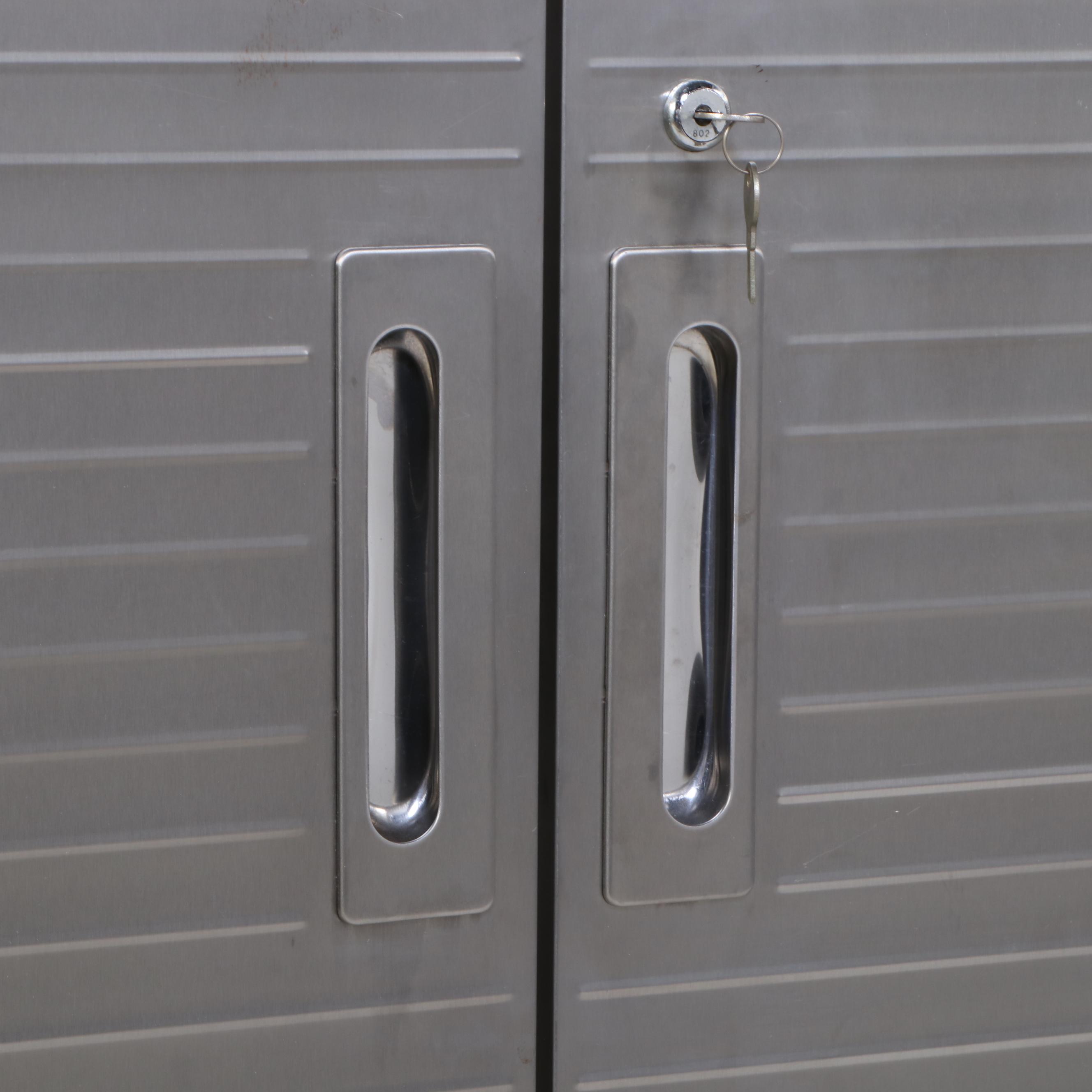 Set of Three Metal Storage Cabinets on Wheels